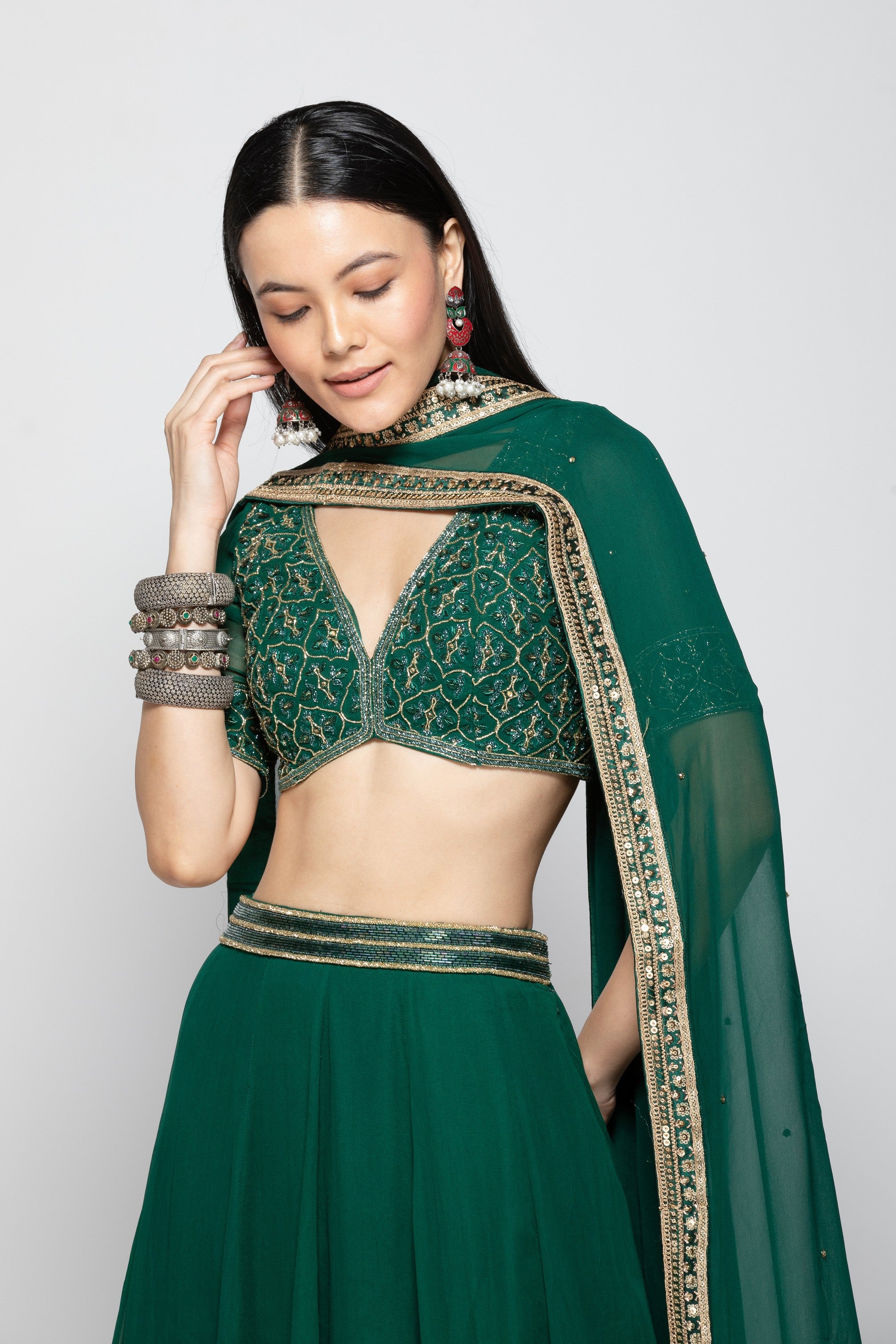 Emerald Green Lehenga Set