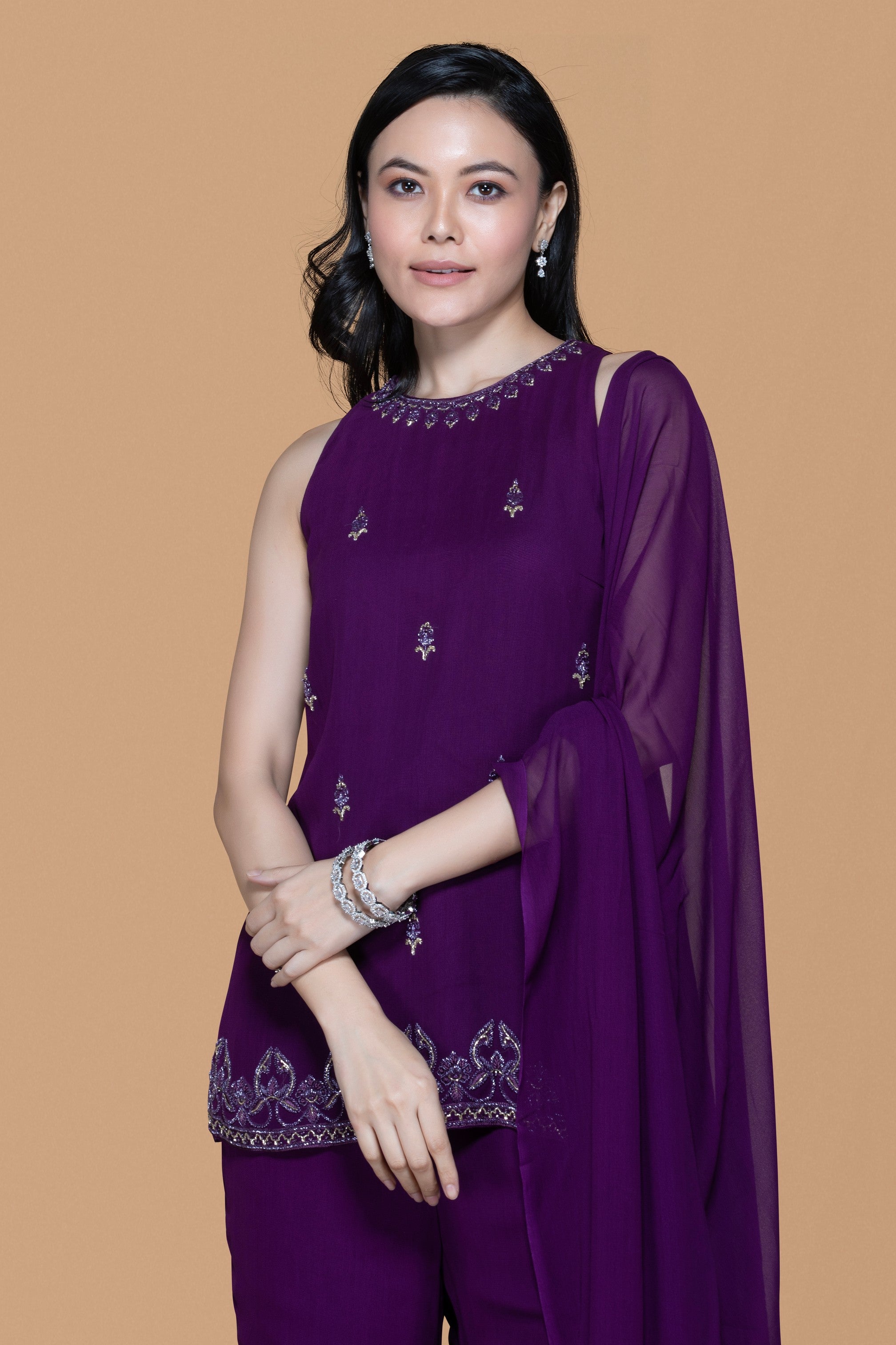Purple Gharara Set
