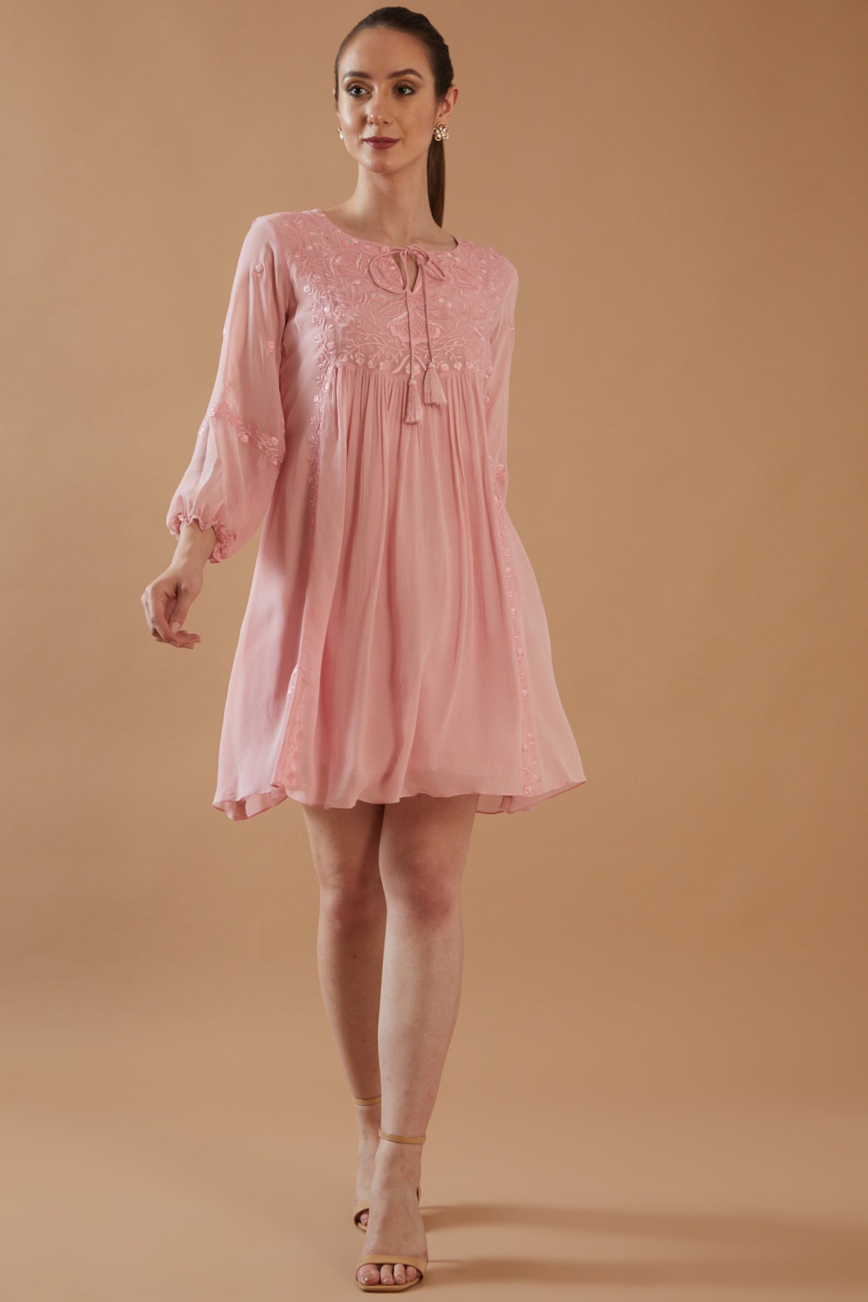 ROSE PINK EMBROIDERED DRESS