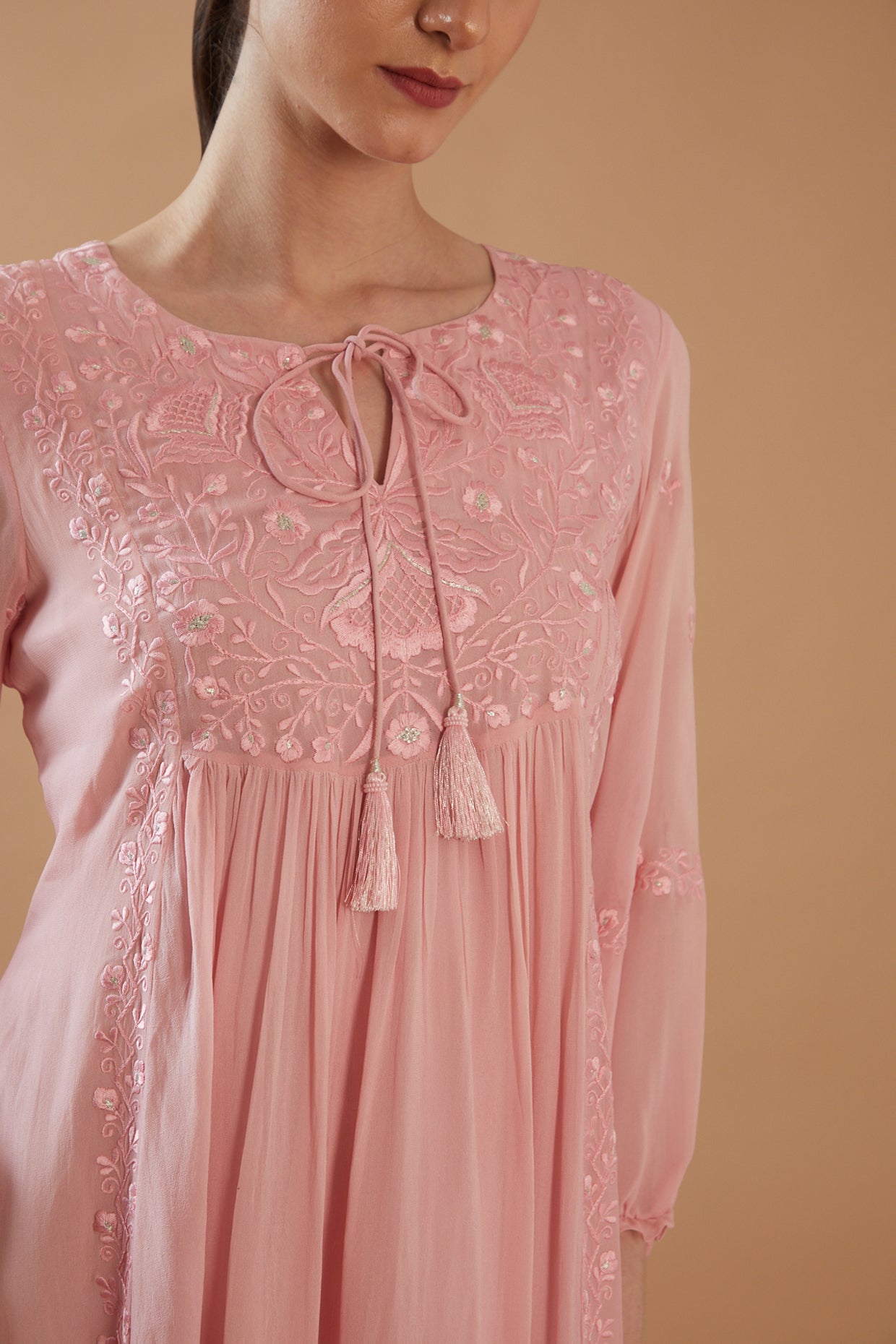 ROSE PINK EMBROIDERED DRESS