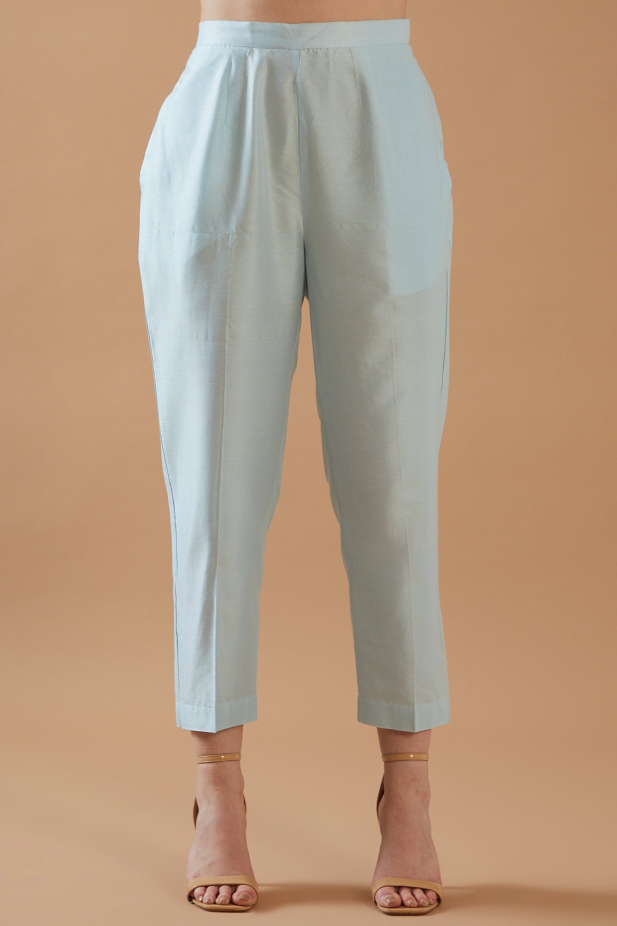 SKY BLUE MIRROR WORK WITH CHAWAL TAKA KURTA SET