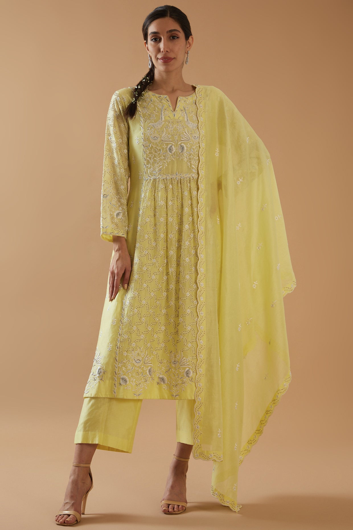 RESHAM AND ZARDOZI HAND EMBROIDERED KURTA SET