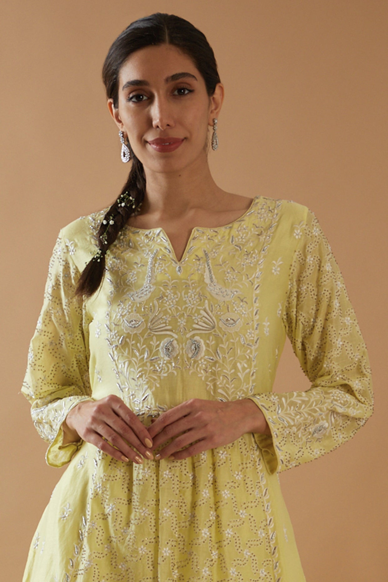 RESHAM AND ZARDOZI HAND EMBROIDERED KURTA SET
