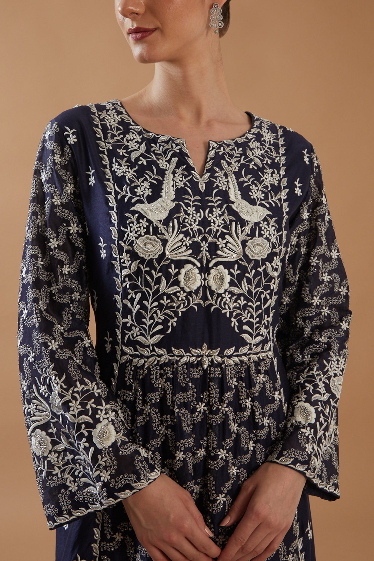 RESHAM AND ZARDOZI HAND EMBROIDERED KURTA SET