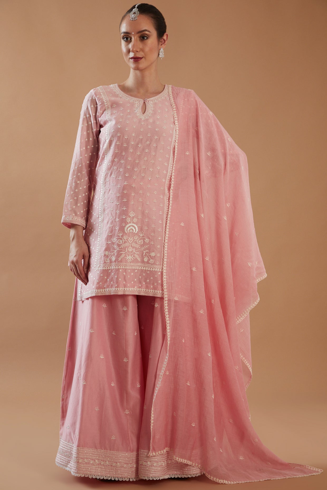 ROSE PINK CHAWAL TAKA SHARARA SET