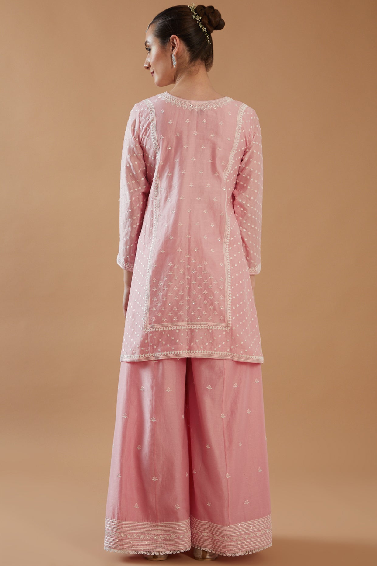 ROSE PINK CHAWAL TAKA SHARARA SET