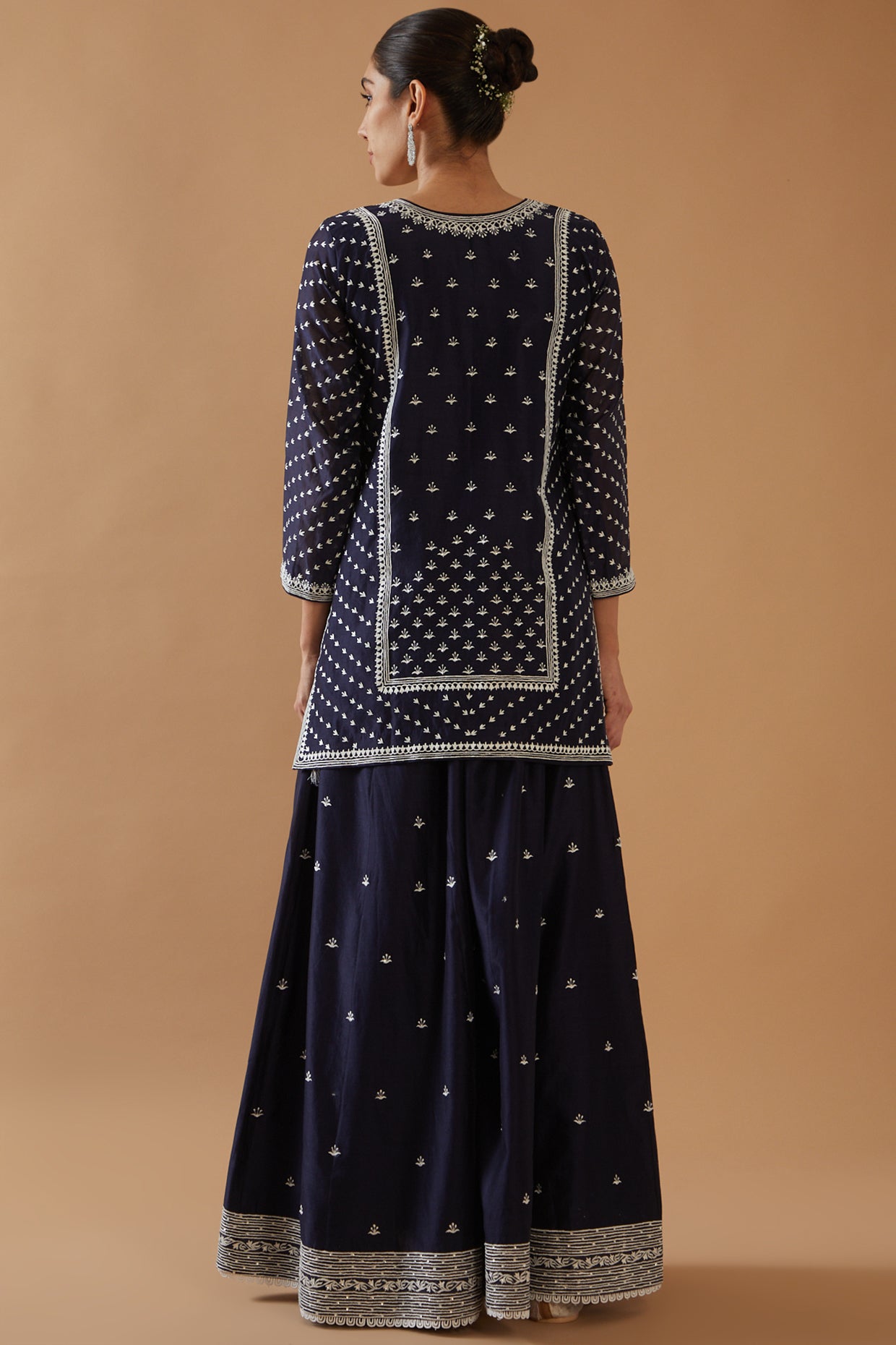 NAVY BLUE CHAWAL TAKA SHARARA SET
