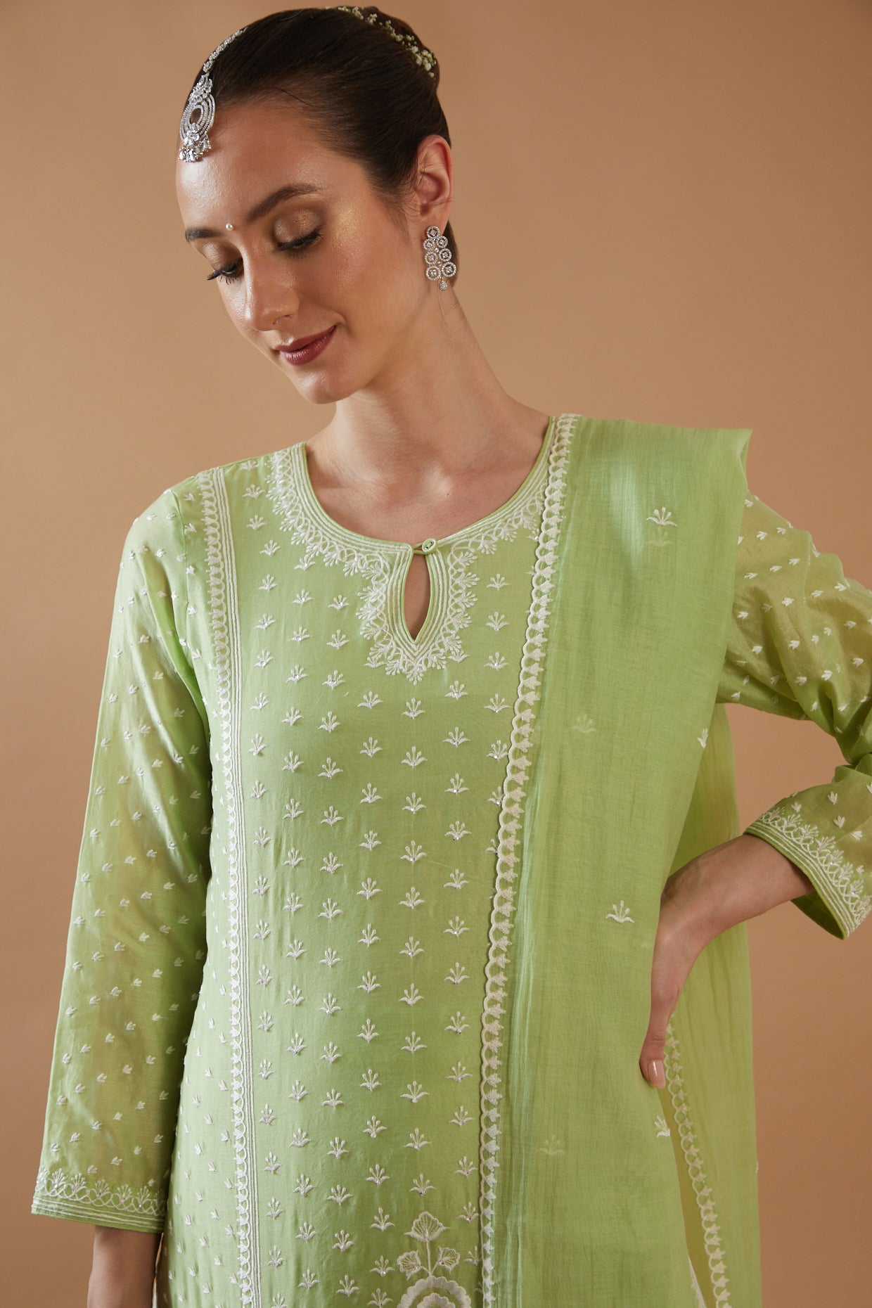 MINT GREEN CHAWAL TAKA SHARARA SET