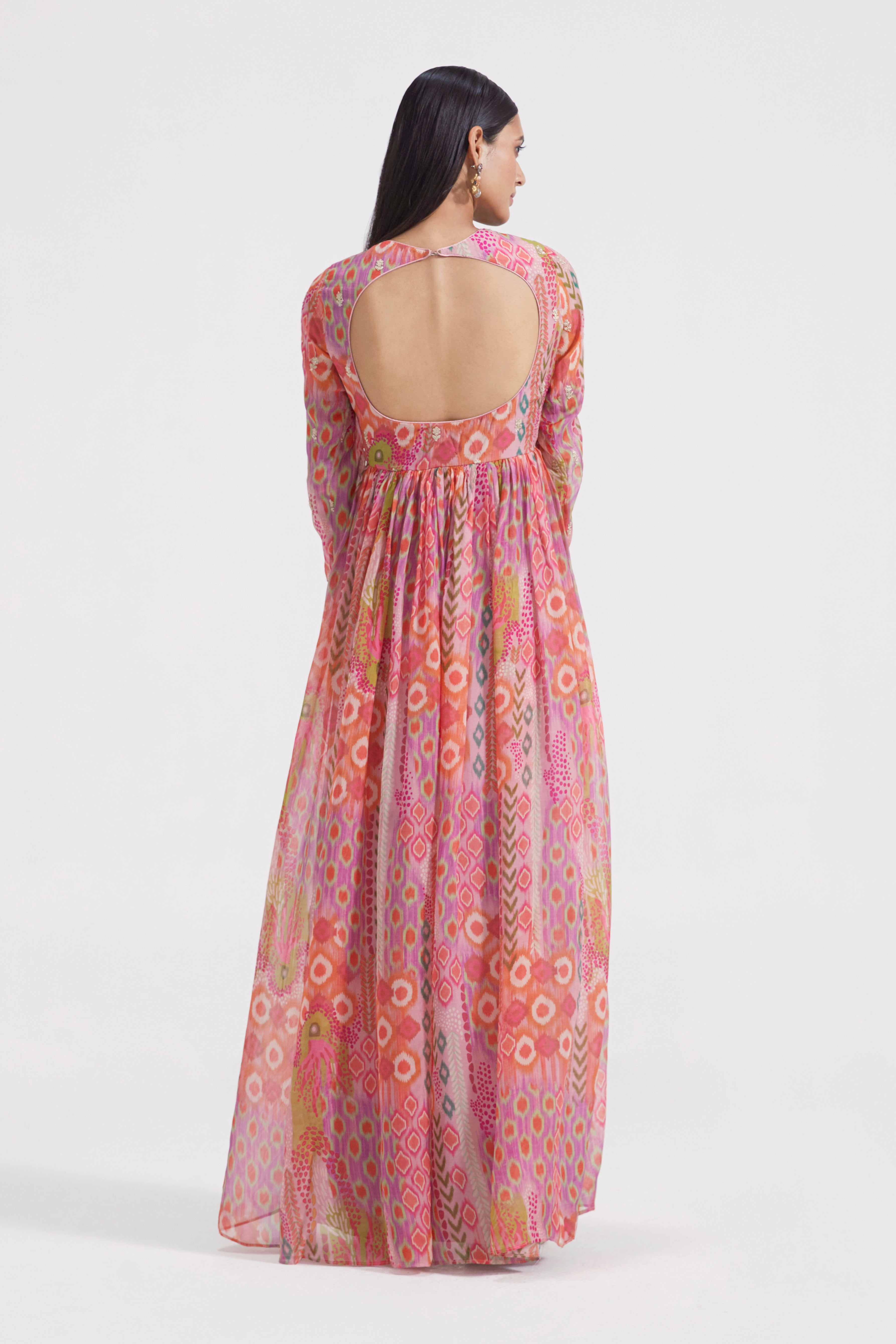 Multicoloured Anarkali With Dupatta