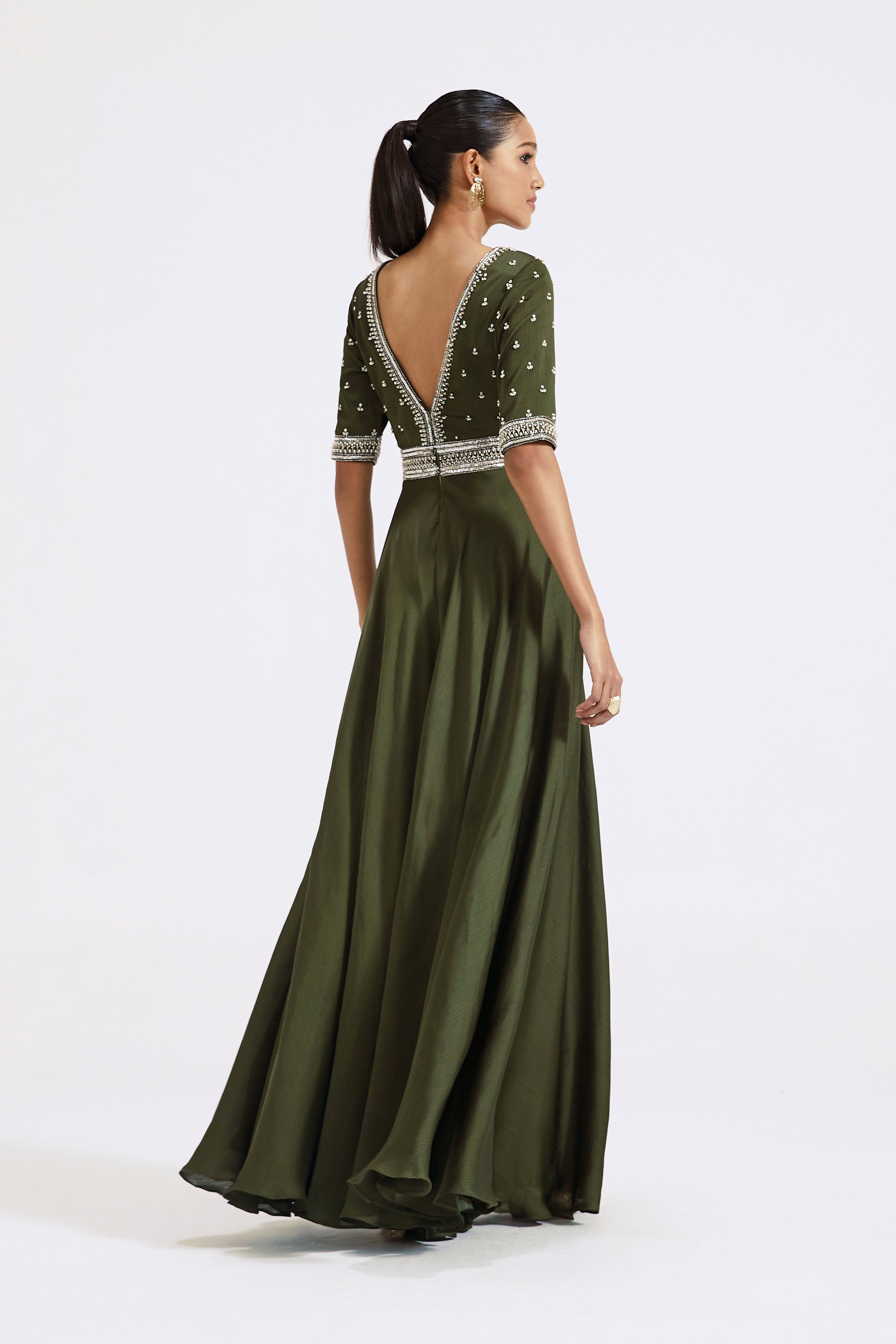 Green Embroidered Jumpsuit