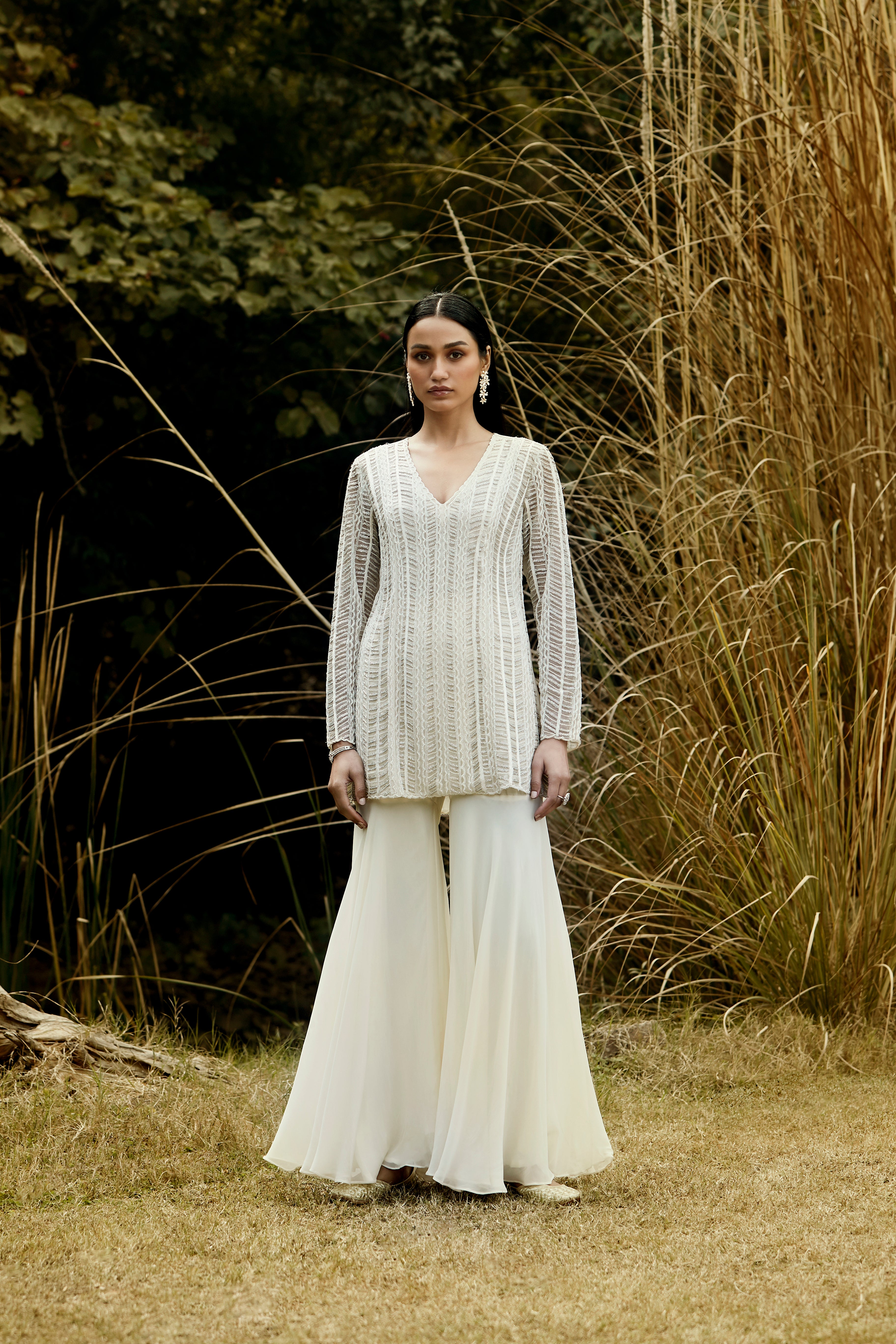 Ivory Sequins Kurta & Sharara Set