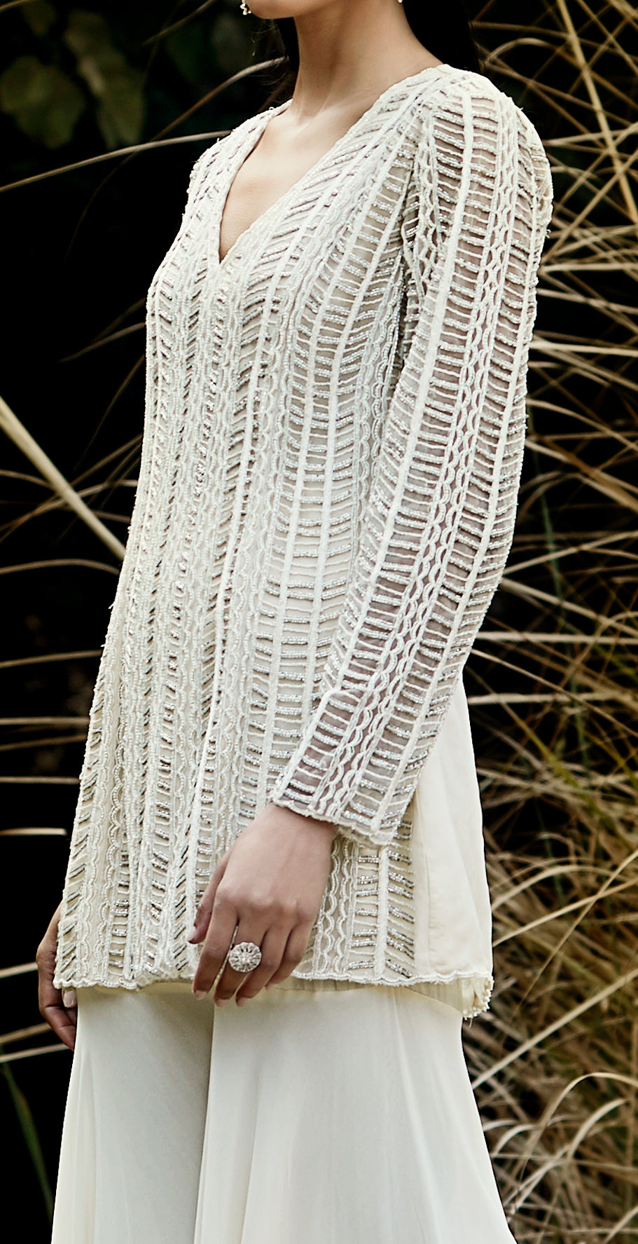 Ivory Sequins Kurta & Sharara Set
