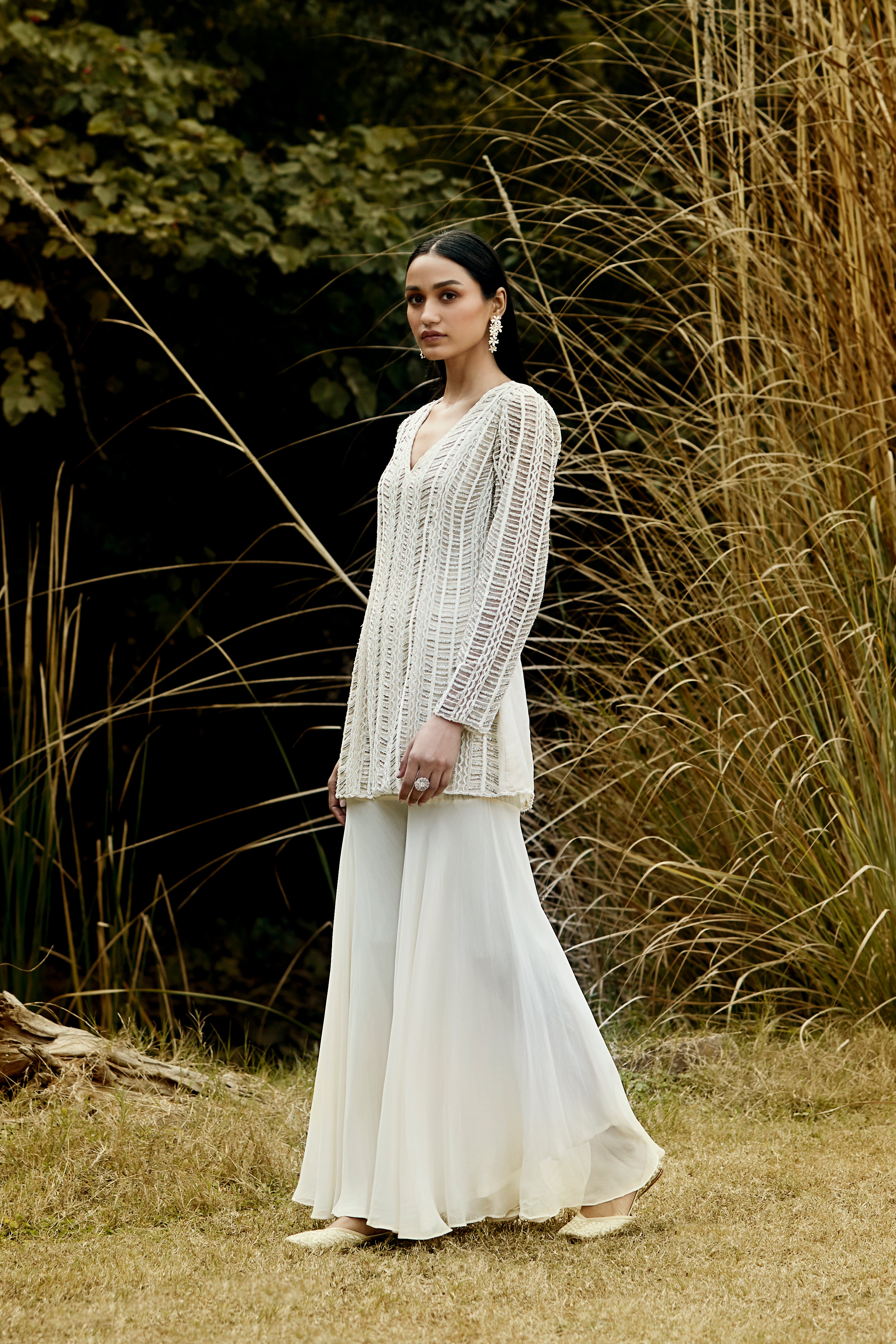 Ivory Sequins Kurta & Sharara Set