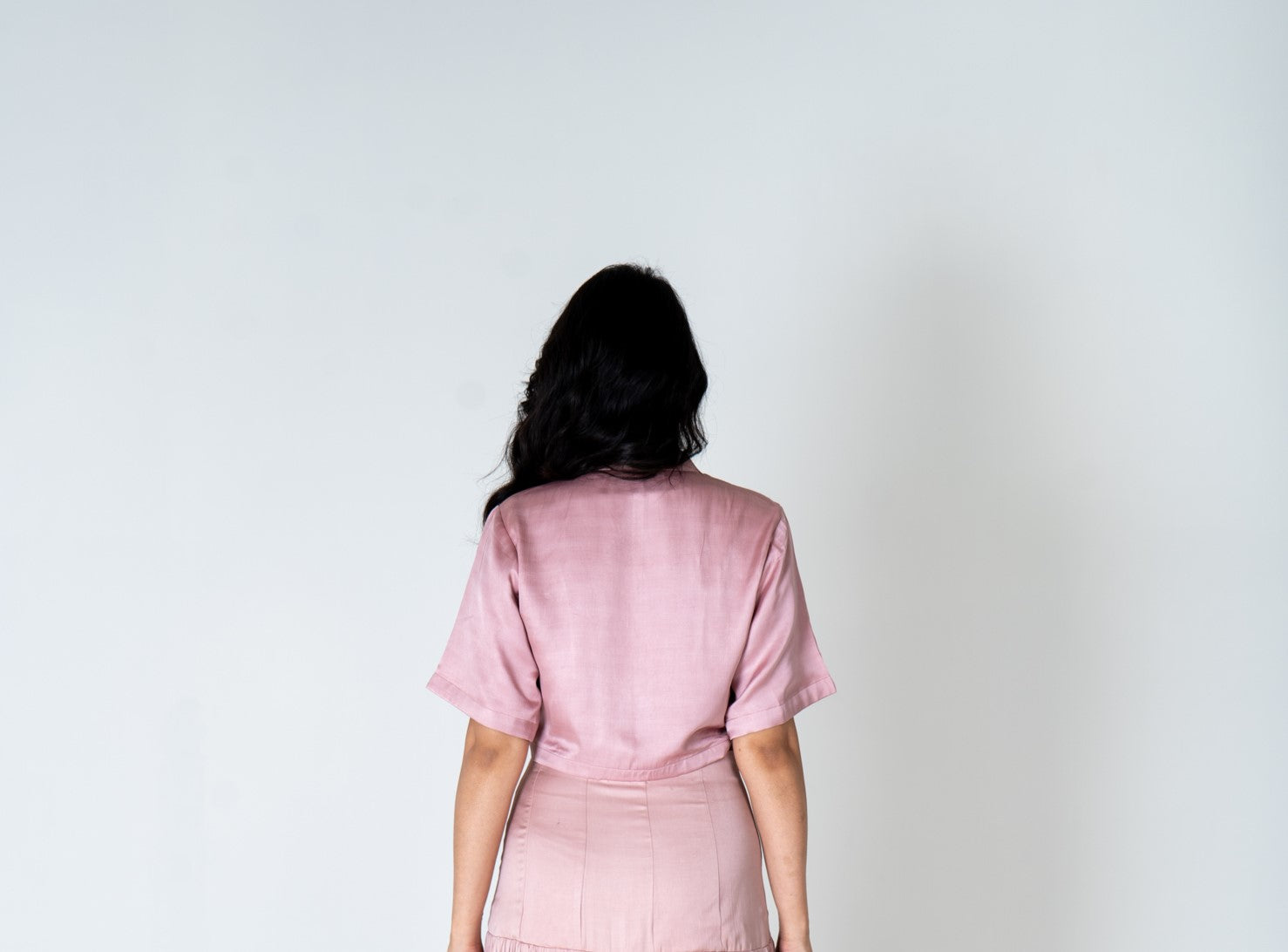 Pink-Orange Color-Blocked Crop top