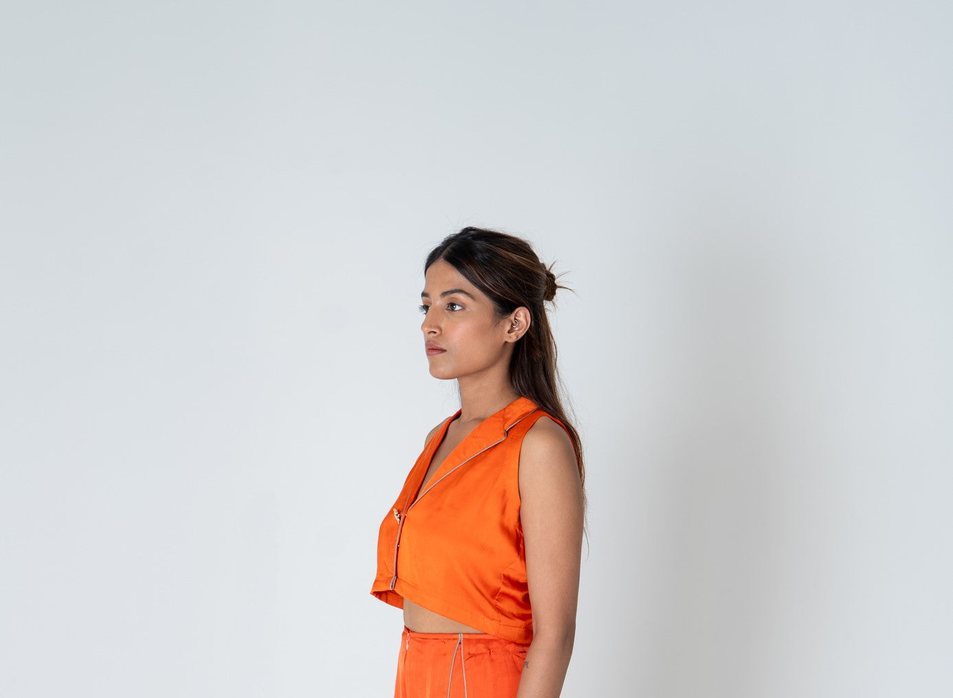 Orange Sleeveless Waistcoat Top