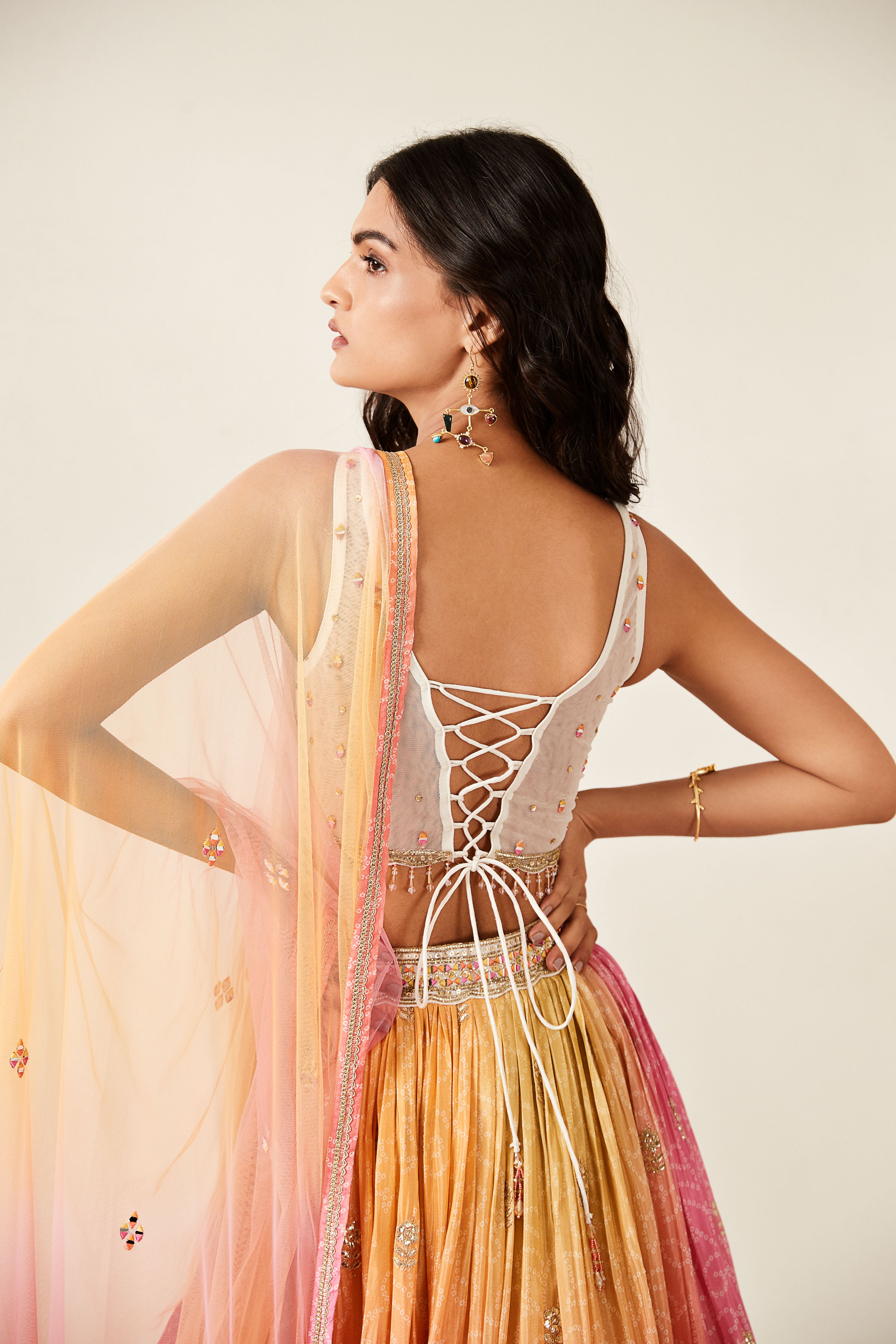 Pink Tie-Dye Lehenga Set