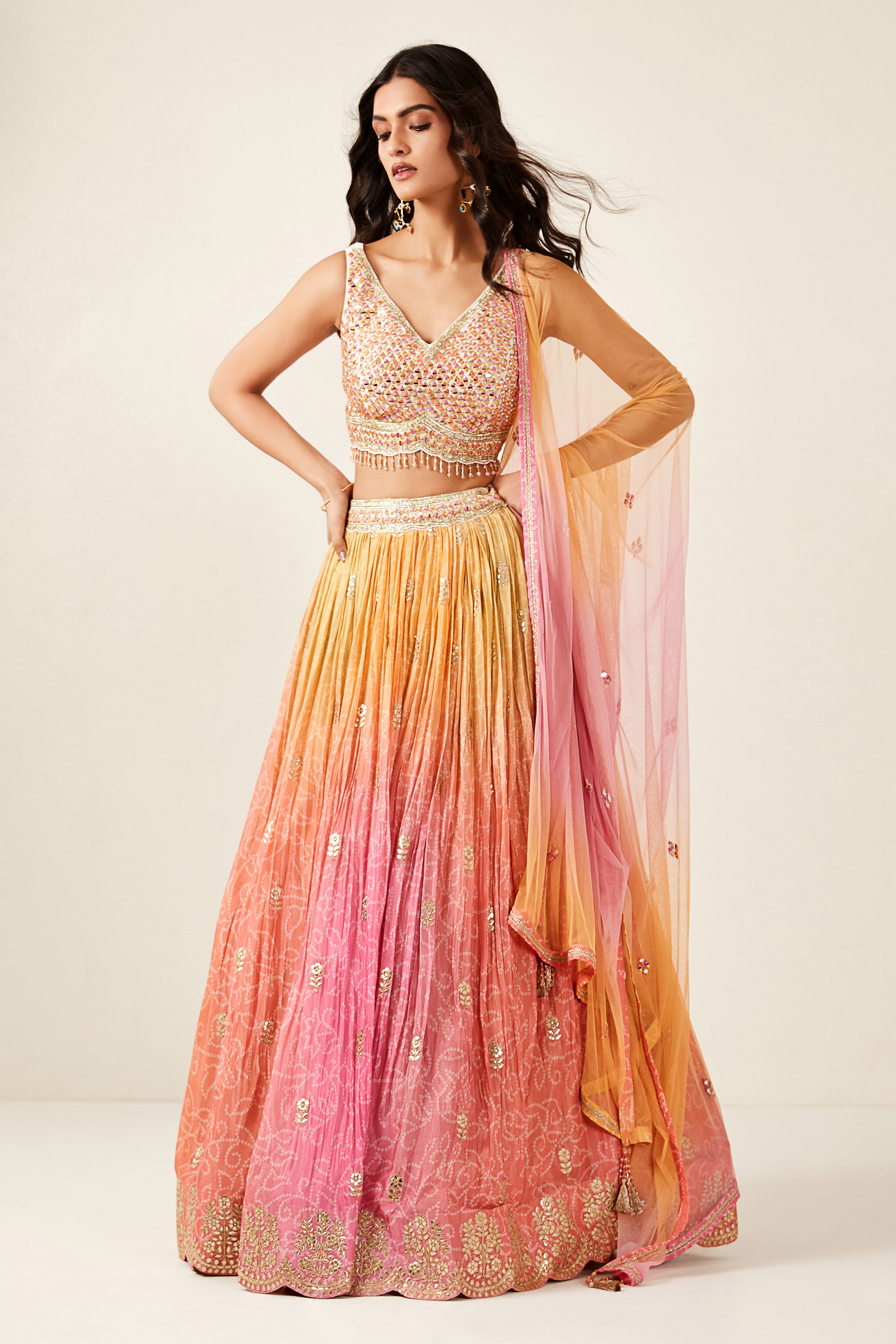 Pink Tie-Dye Lehenga Set