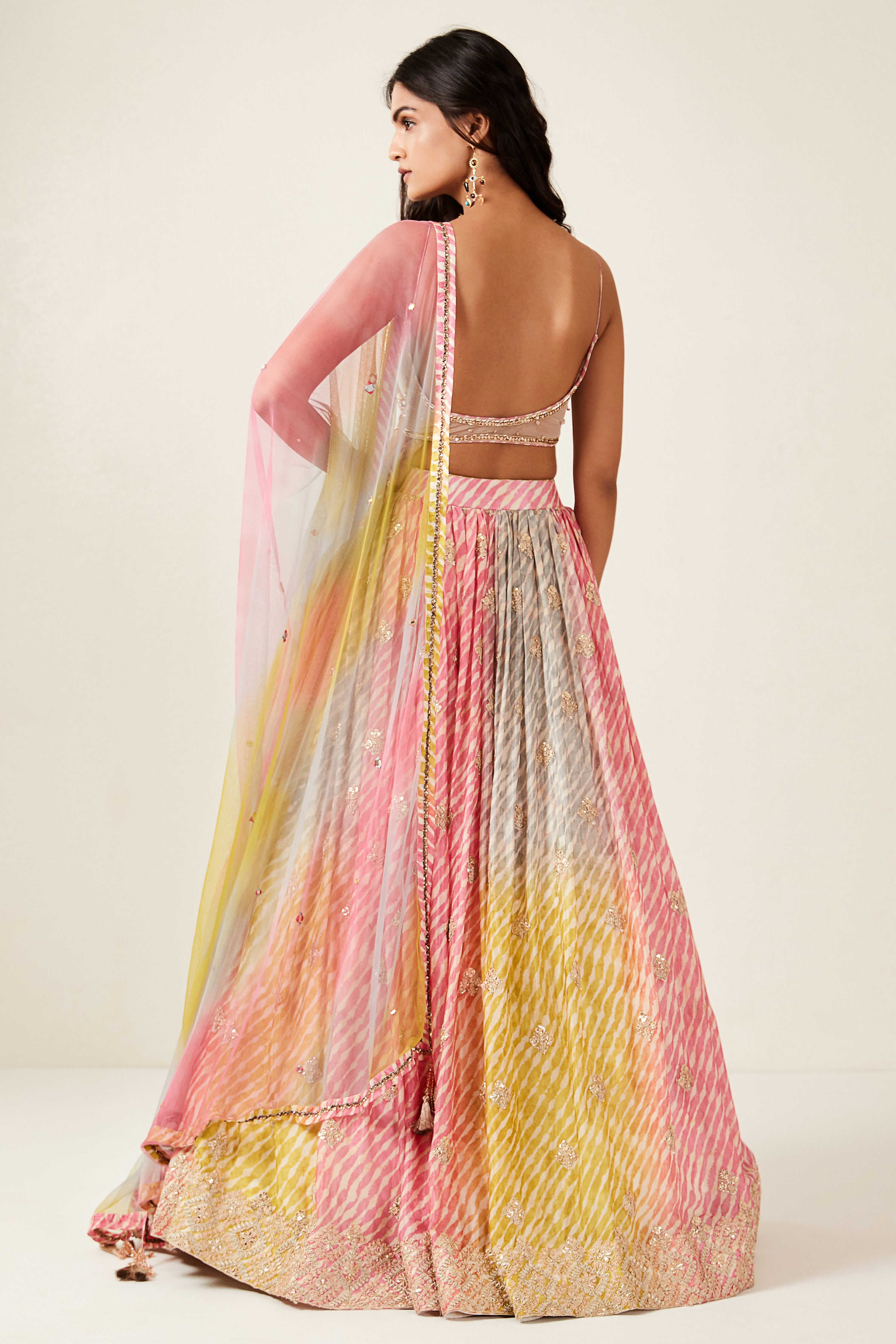 Multicoloured Tie-Dye Lehenga Set