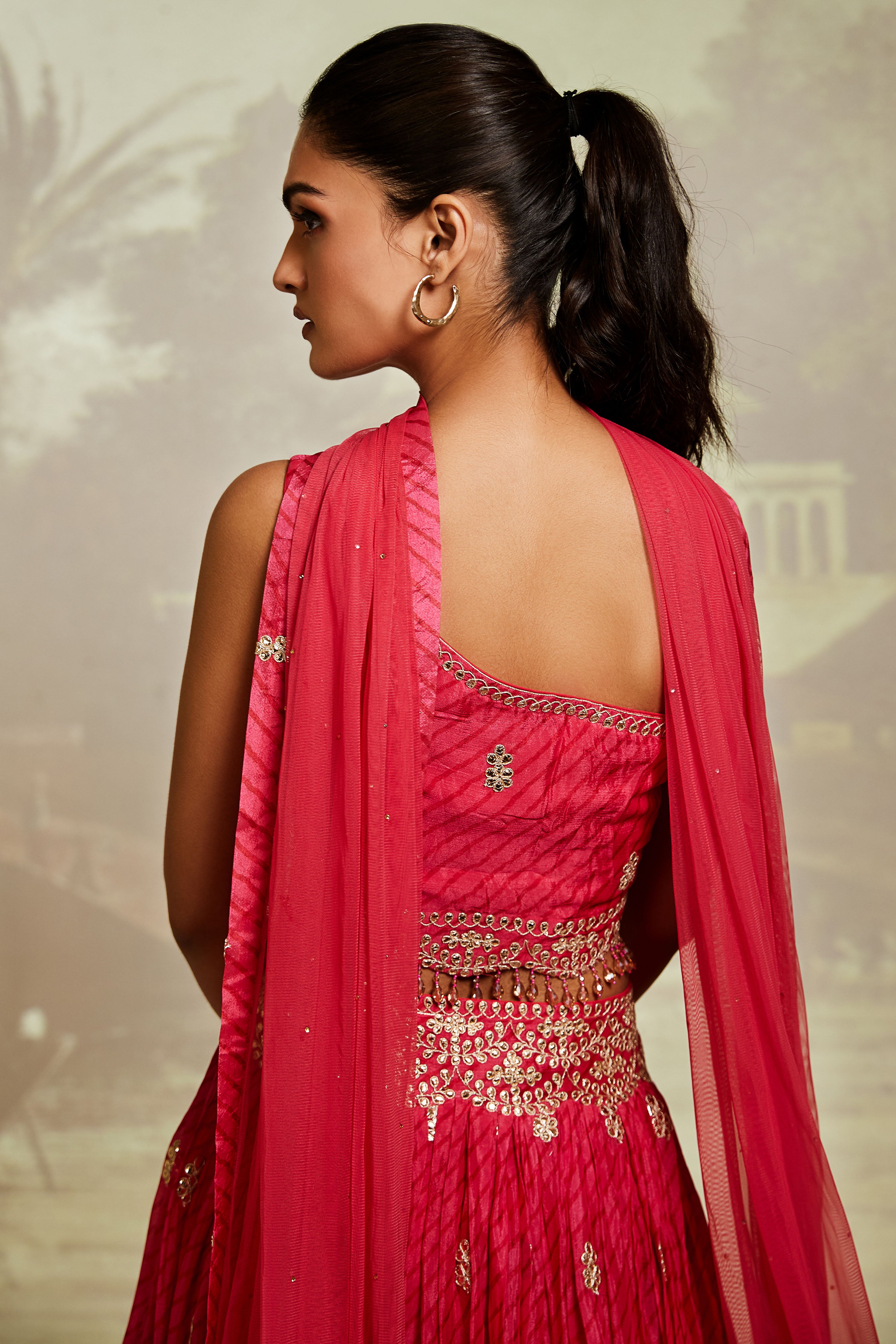 Pink Embroidered Lehenga Set