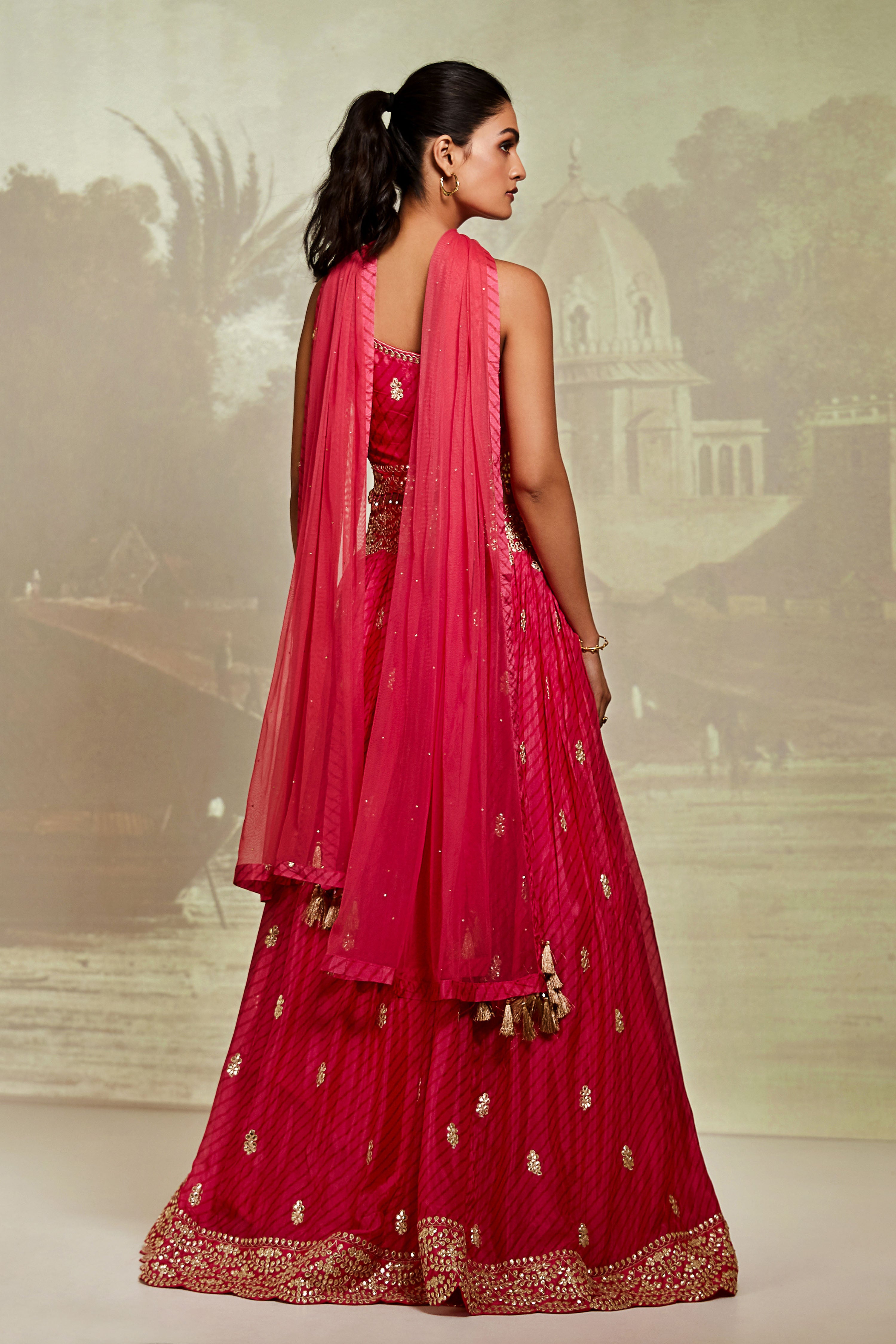 Pink Embroidered Lehenga Set