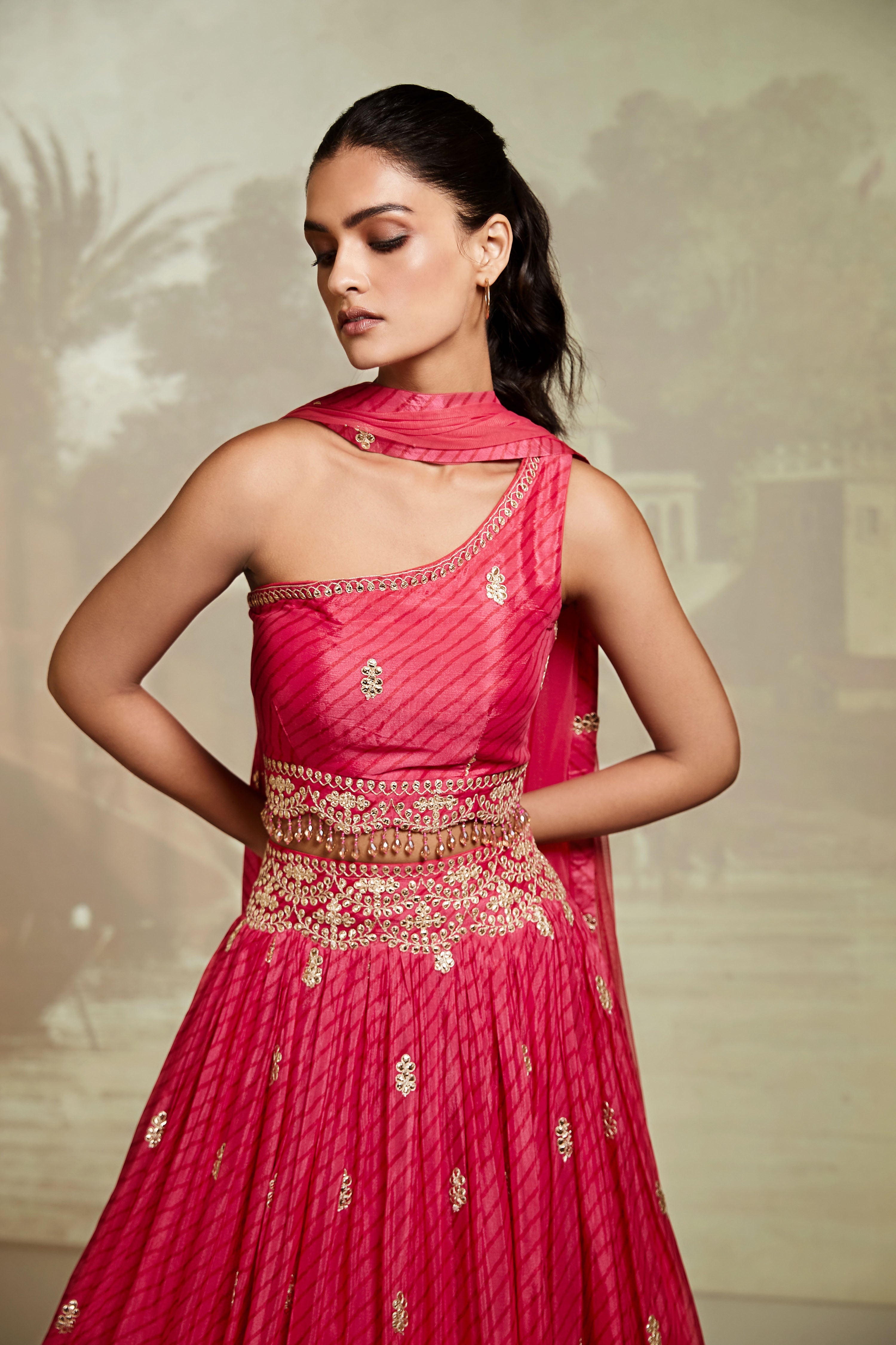 Pink Embroidered Lehenga Set