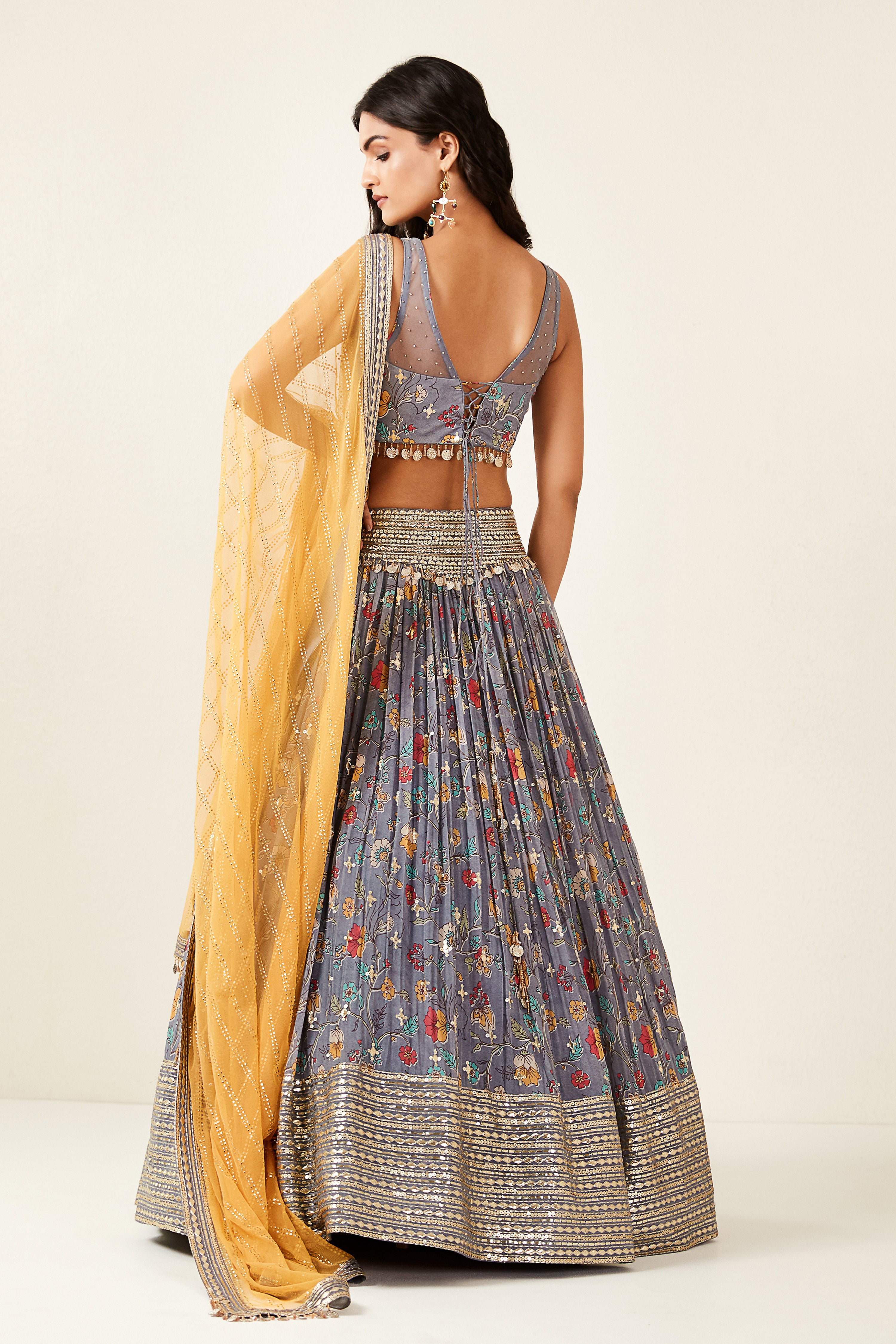 Grey Coin Detailing Lehenga Set