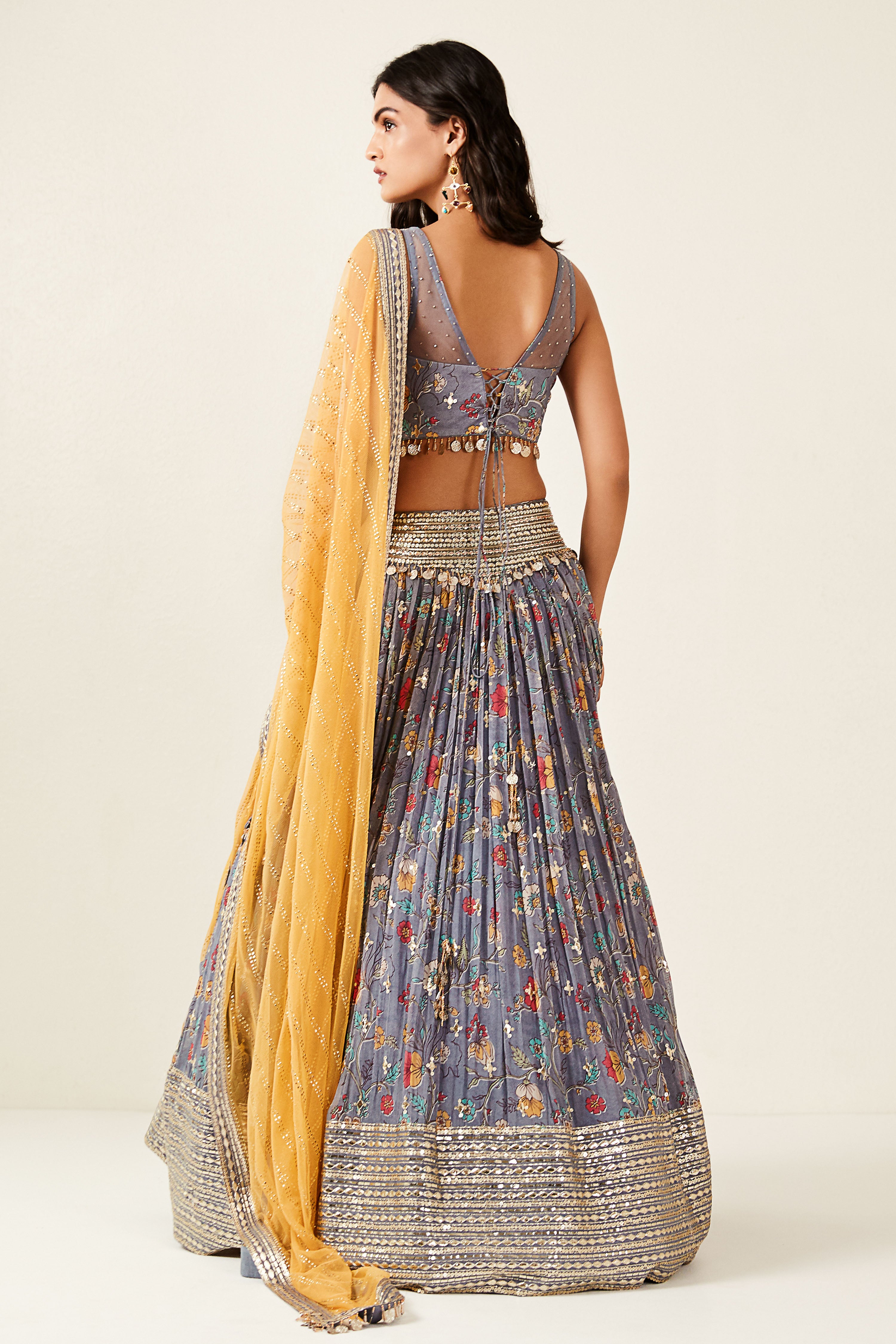 Grey Coin Detailing Lehenga Set