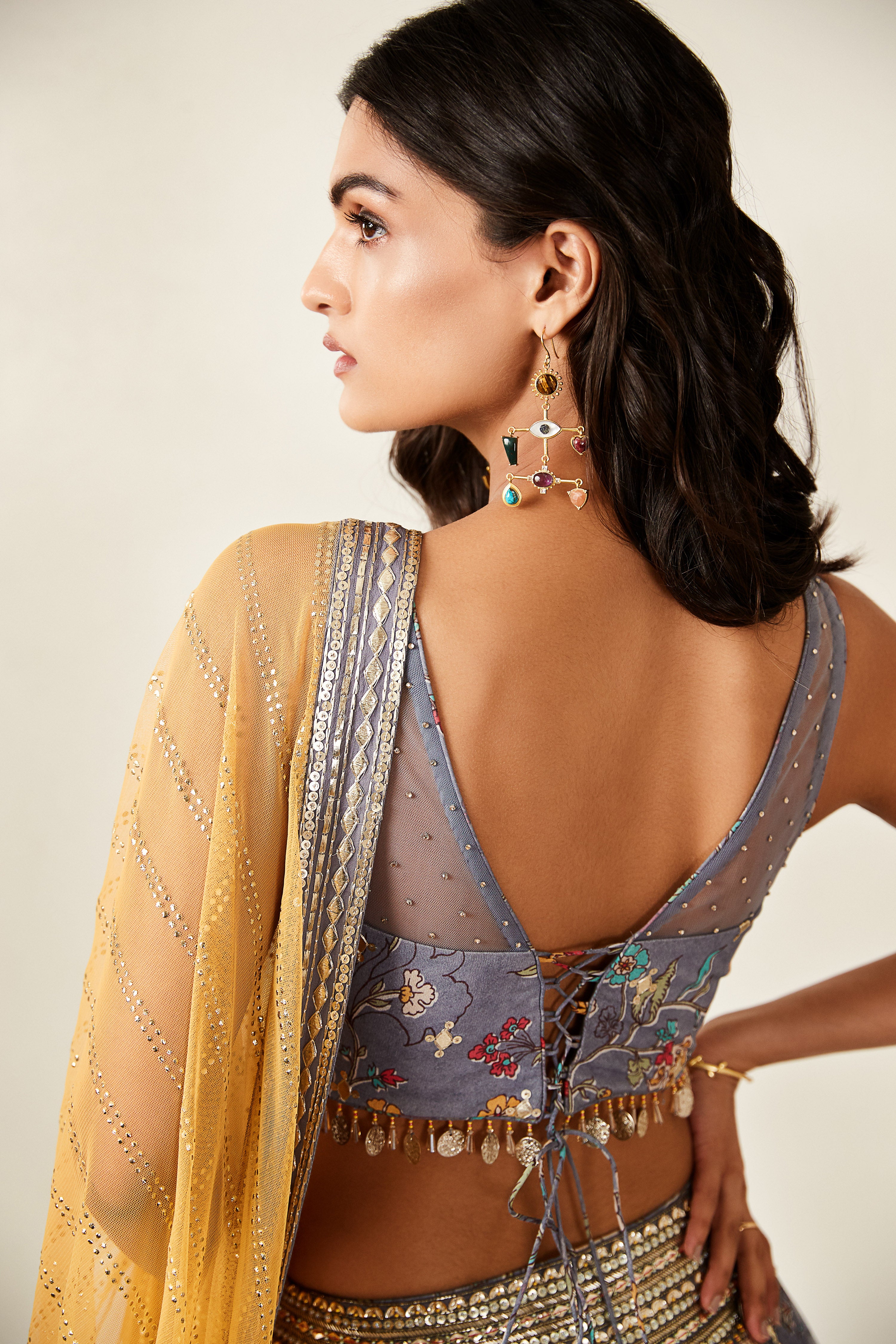 Grey Coin Detailing Lehenga Set
