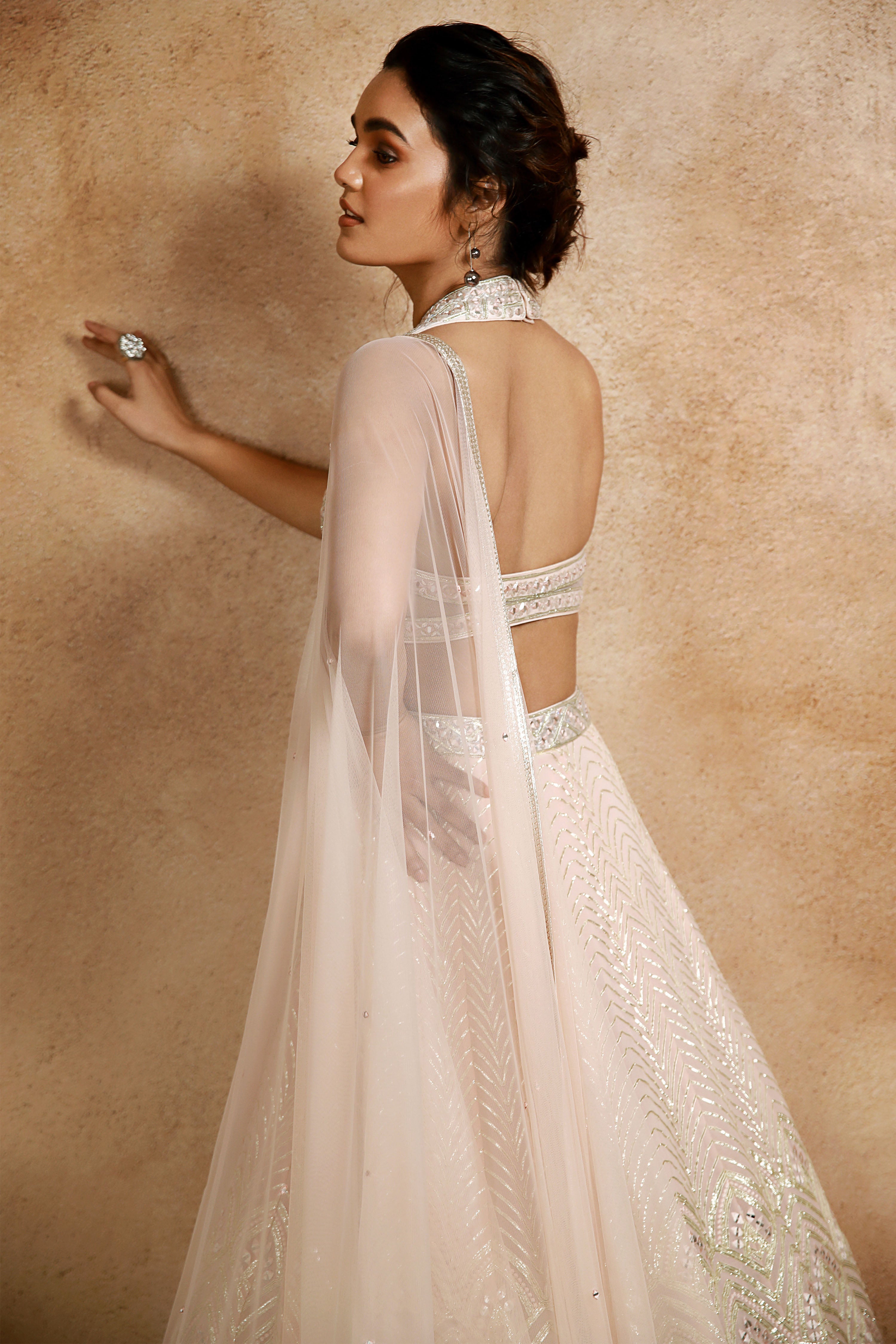 Peach Embroidered Lehenga Set