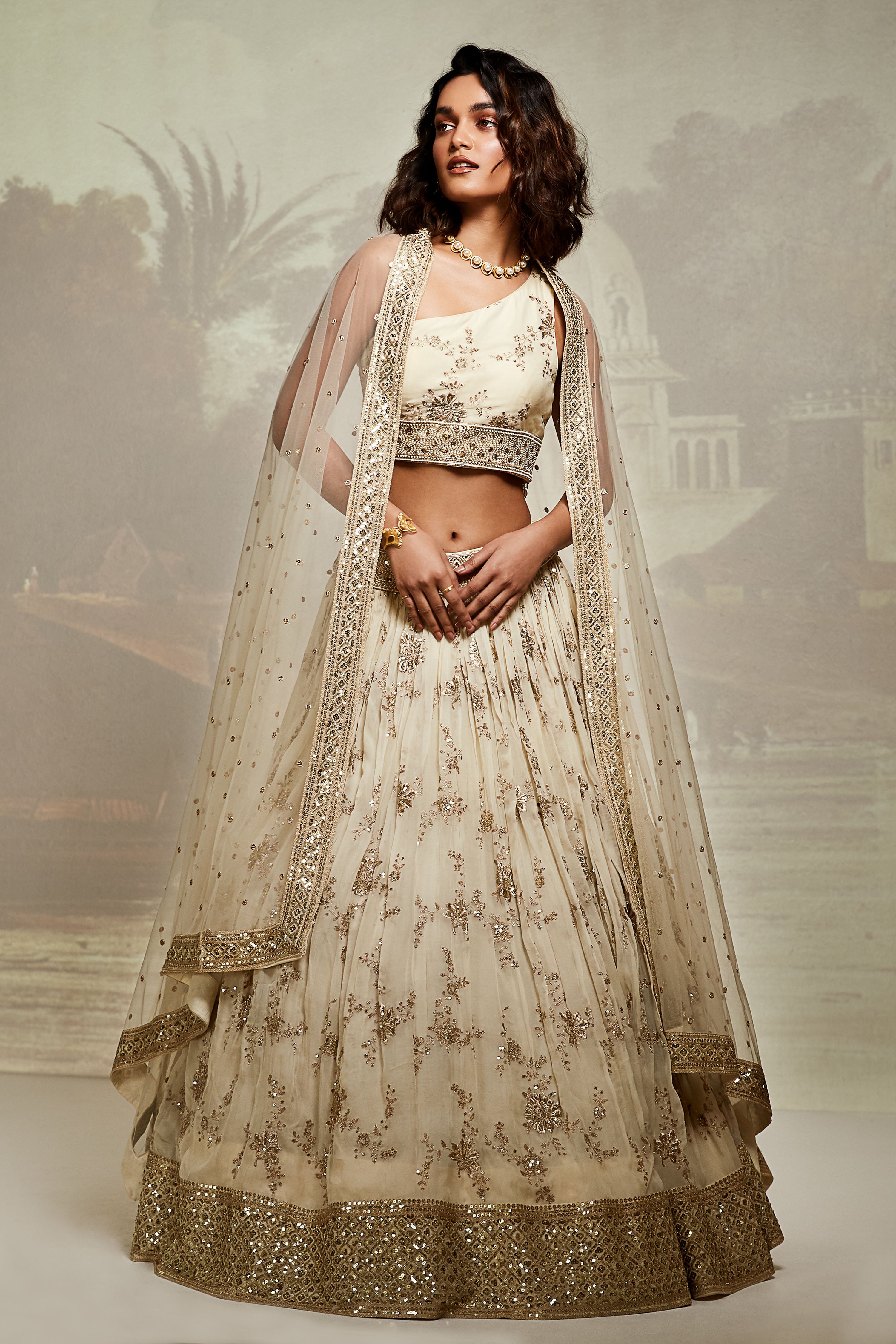 Ivory Embroidered Lehenga Set