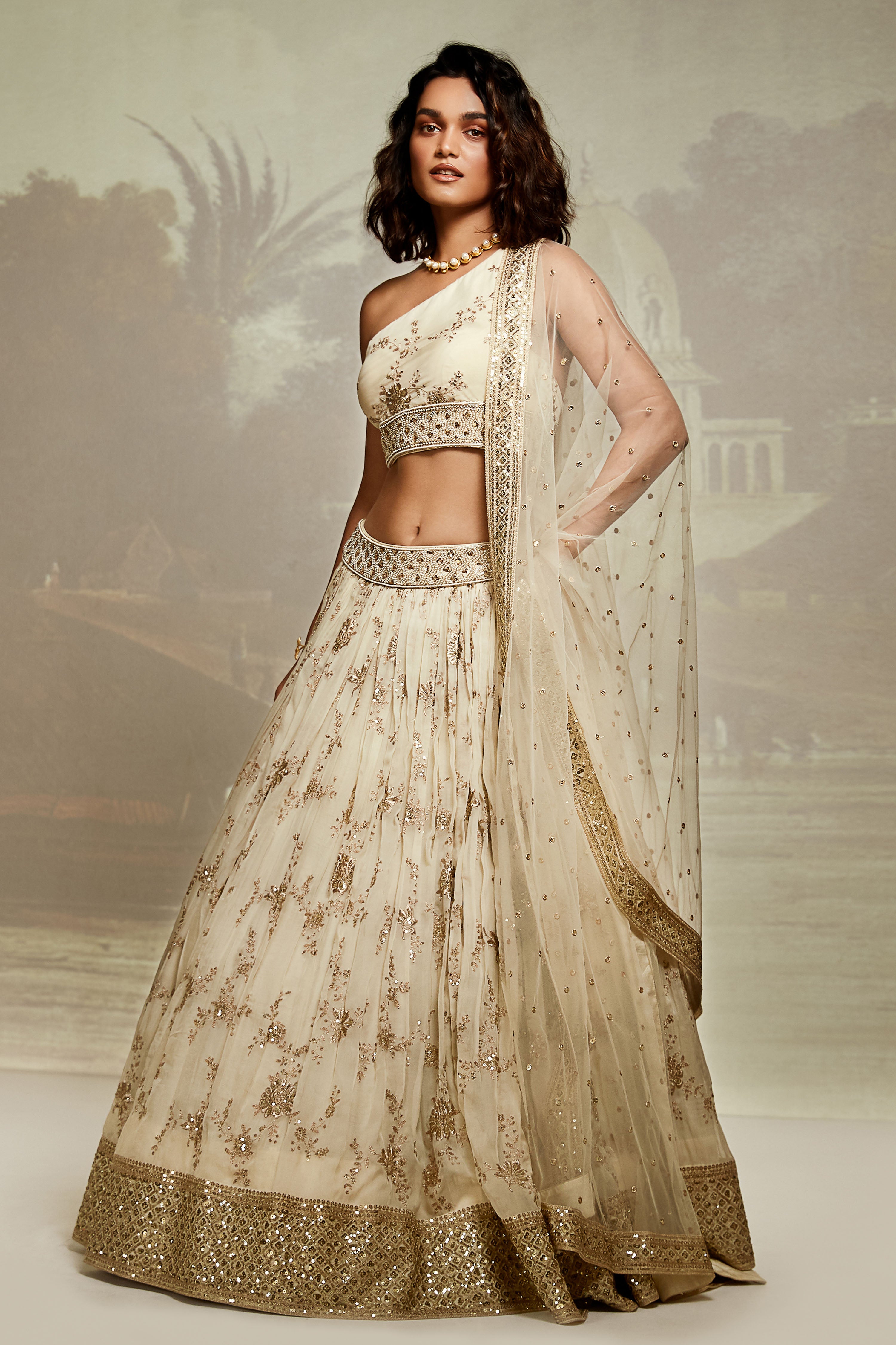 Ivory Embroidered Lehenga Set
