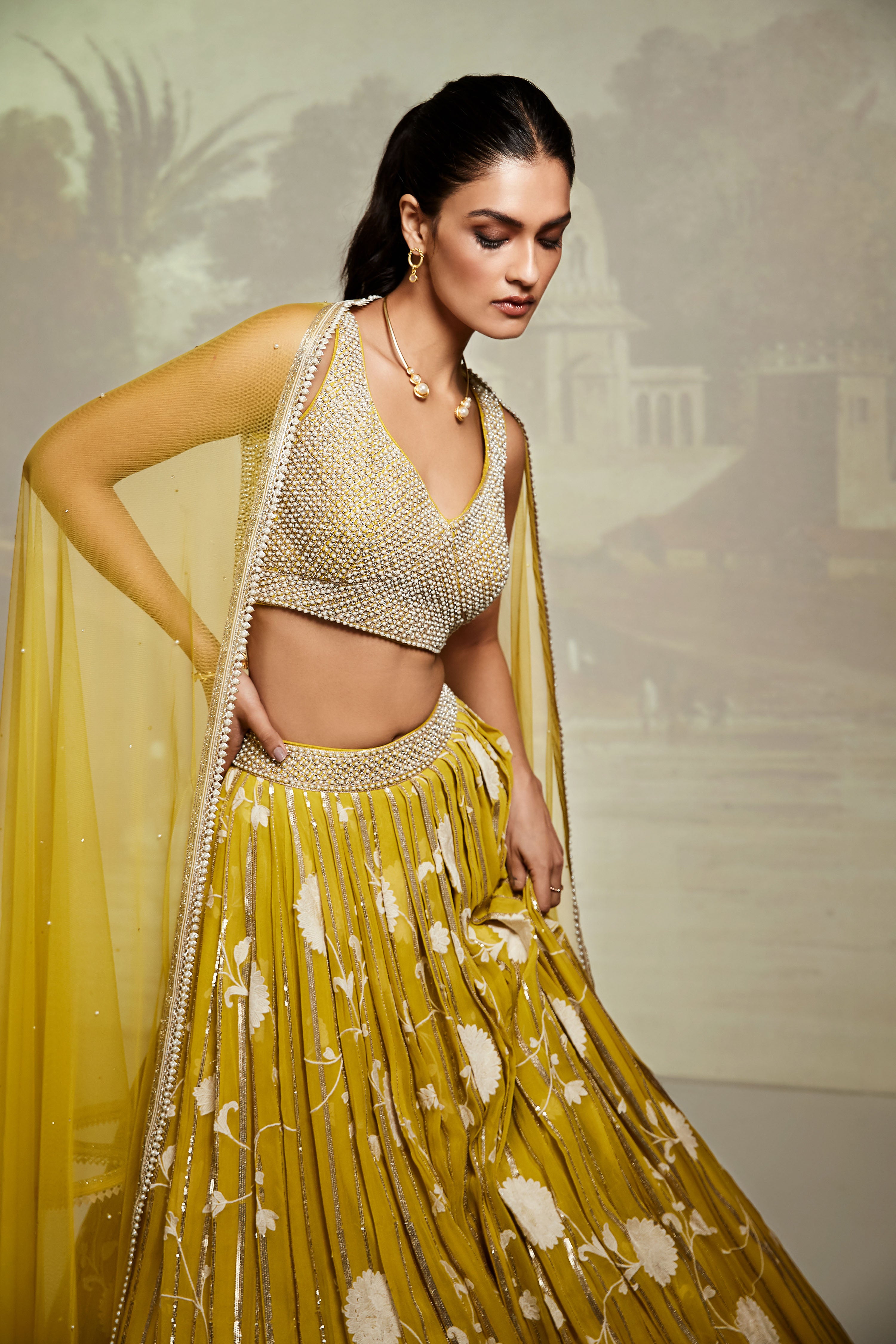 Lime Embroidered Lehenga Set