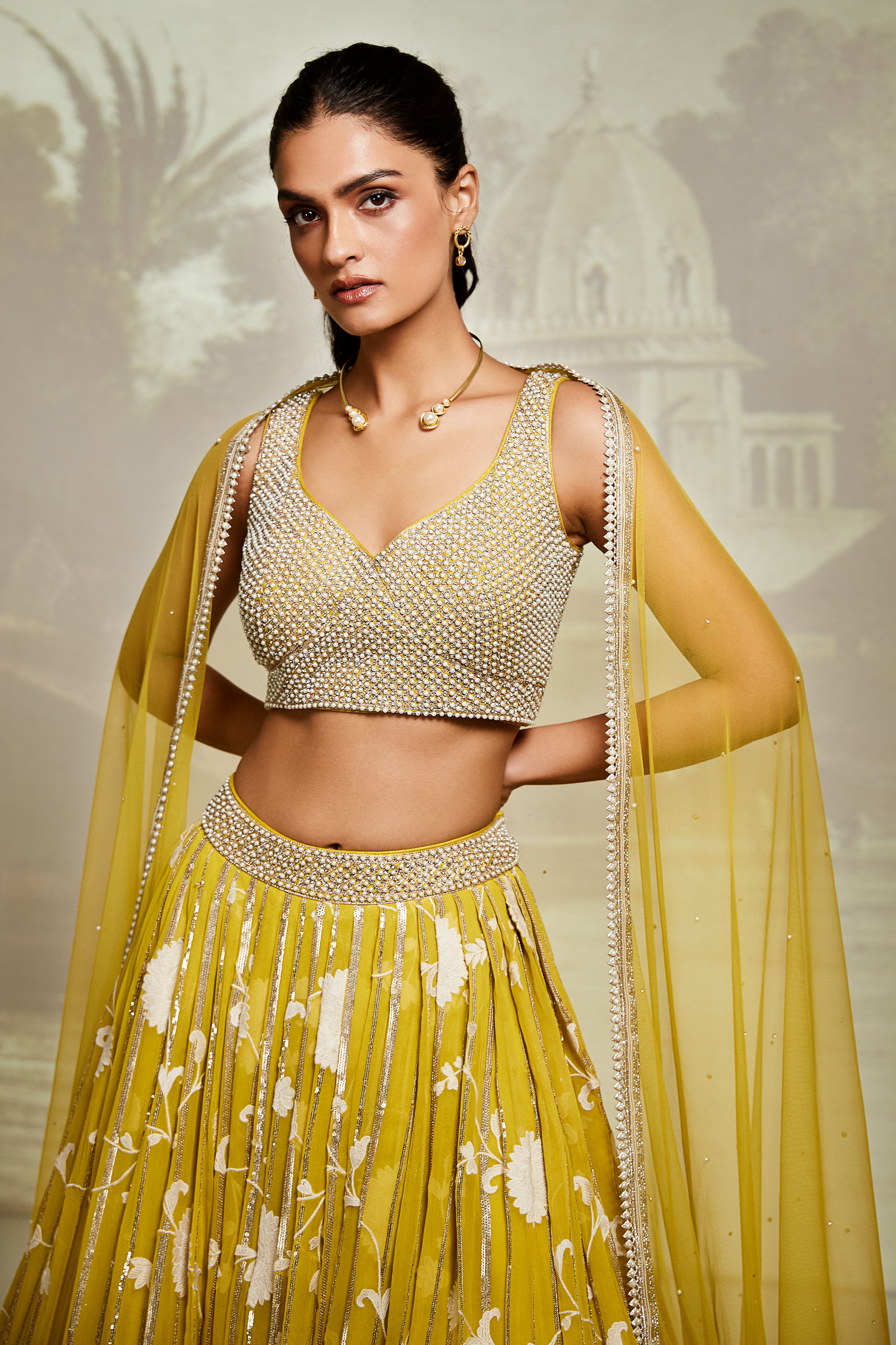 Lime Embroidered Lehenga Set