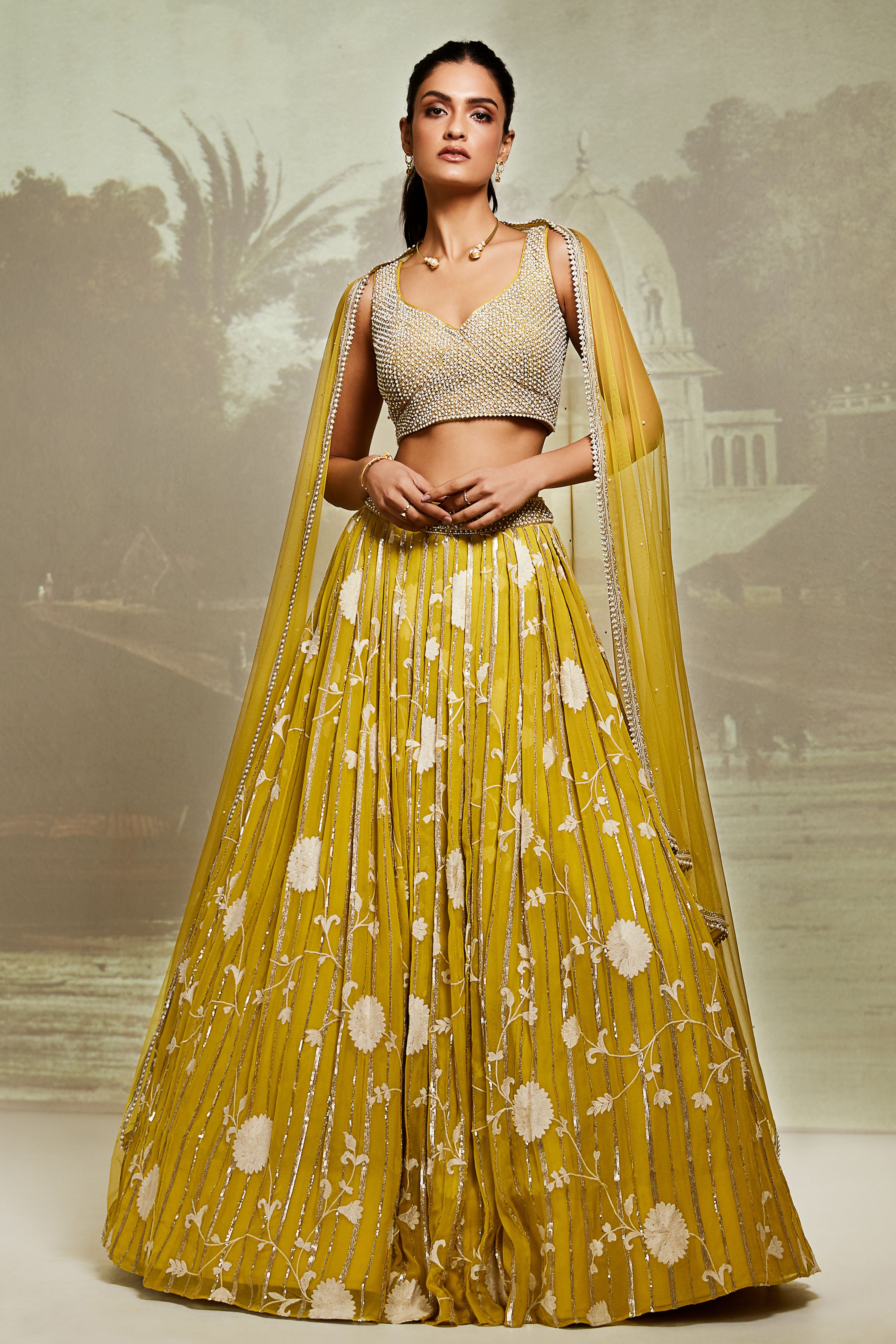 Lime Embroidered Lehenga Set