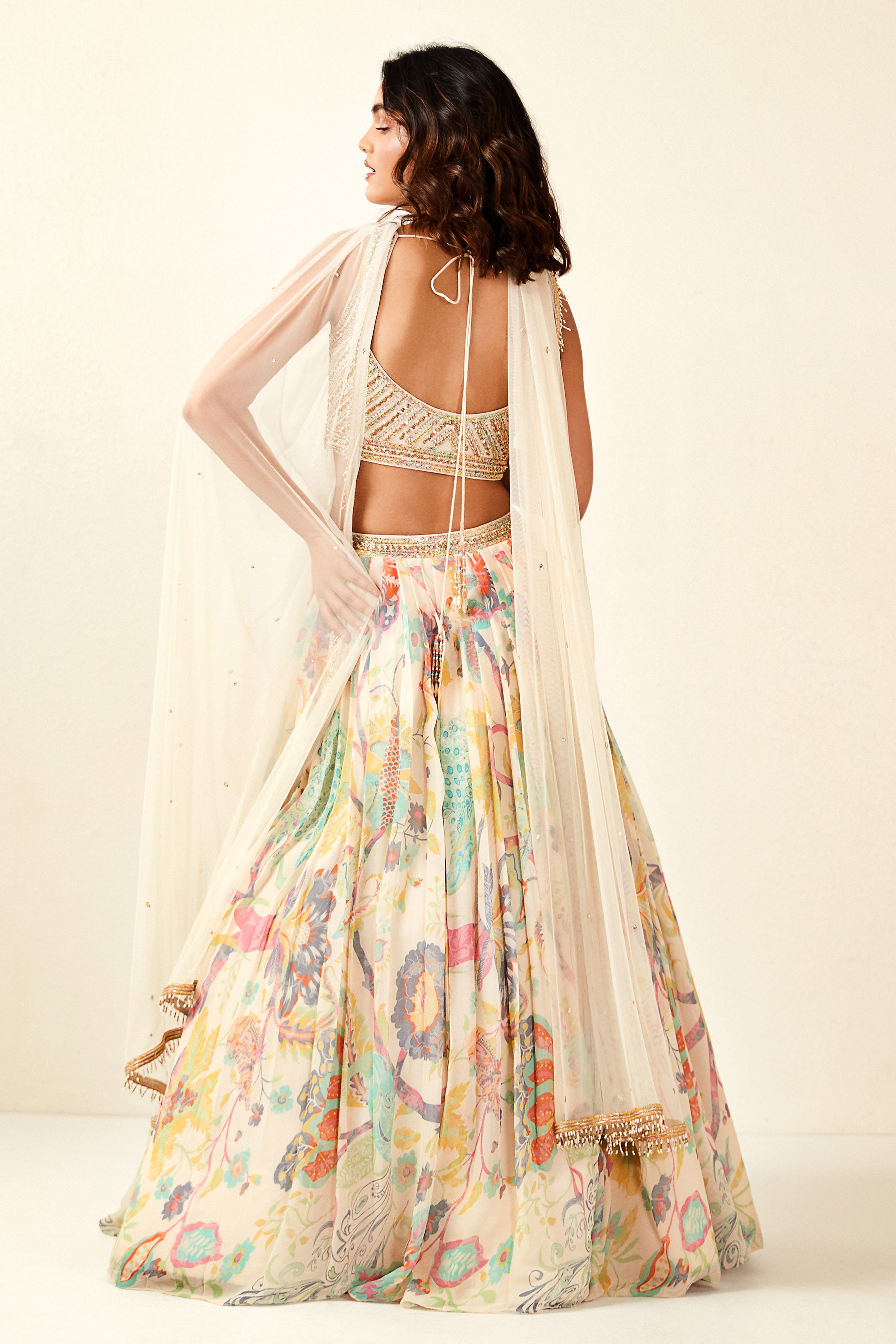 Multicoloured Printed Lehenga Set
