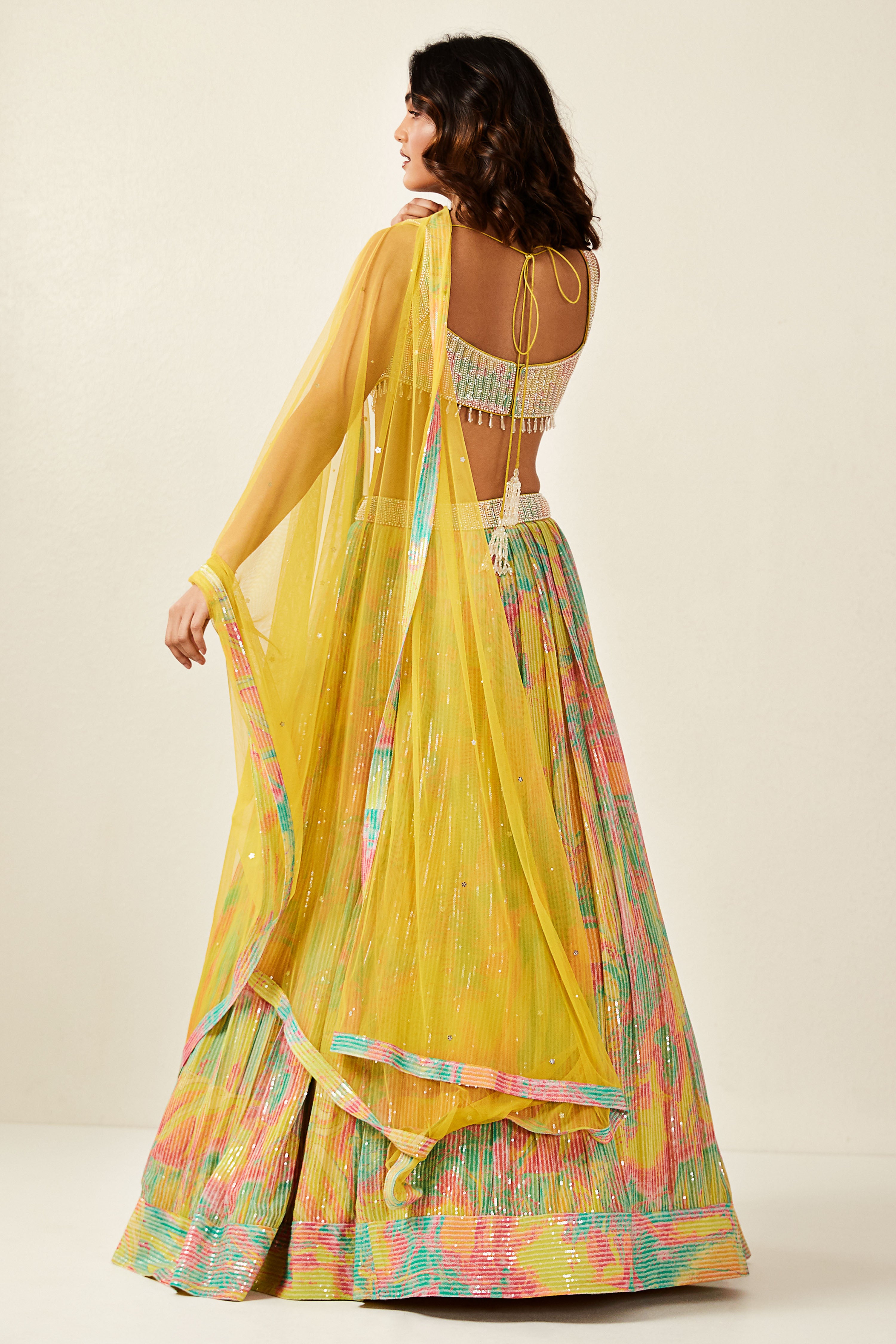 Multicoloured Printed Lehenga Set