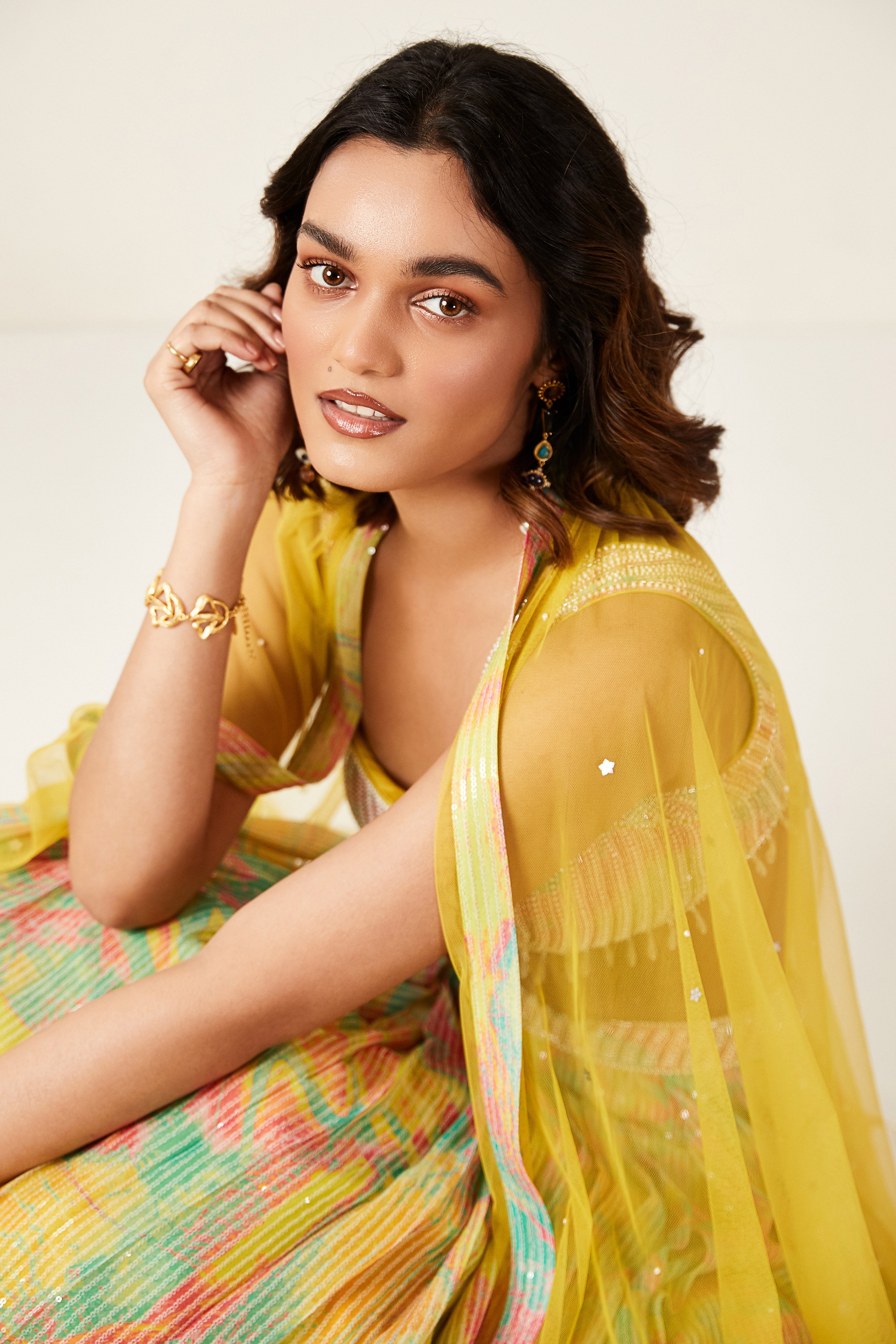 Multicoloured Printed Lehenga Set