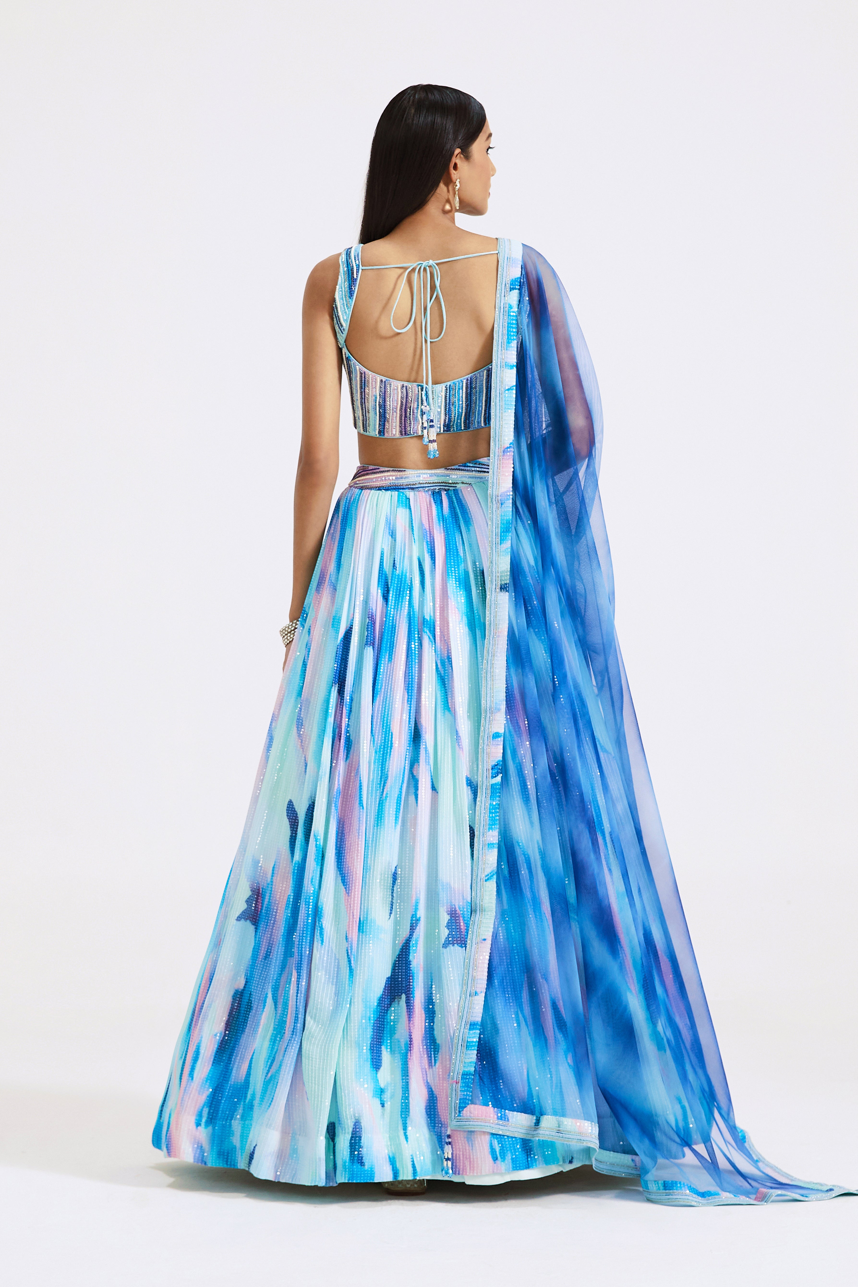 Multicoloured Printed Lehenga Set
