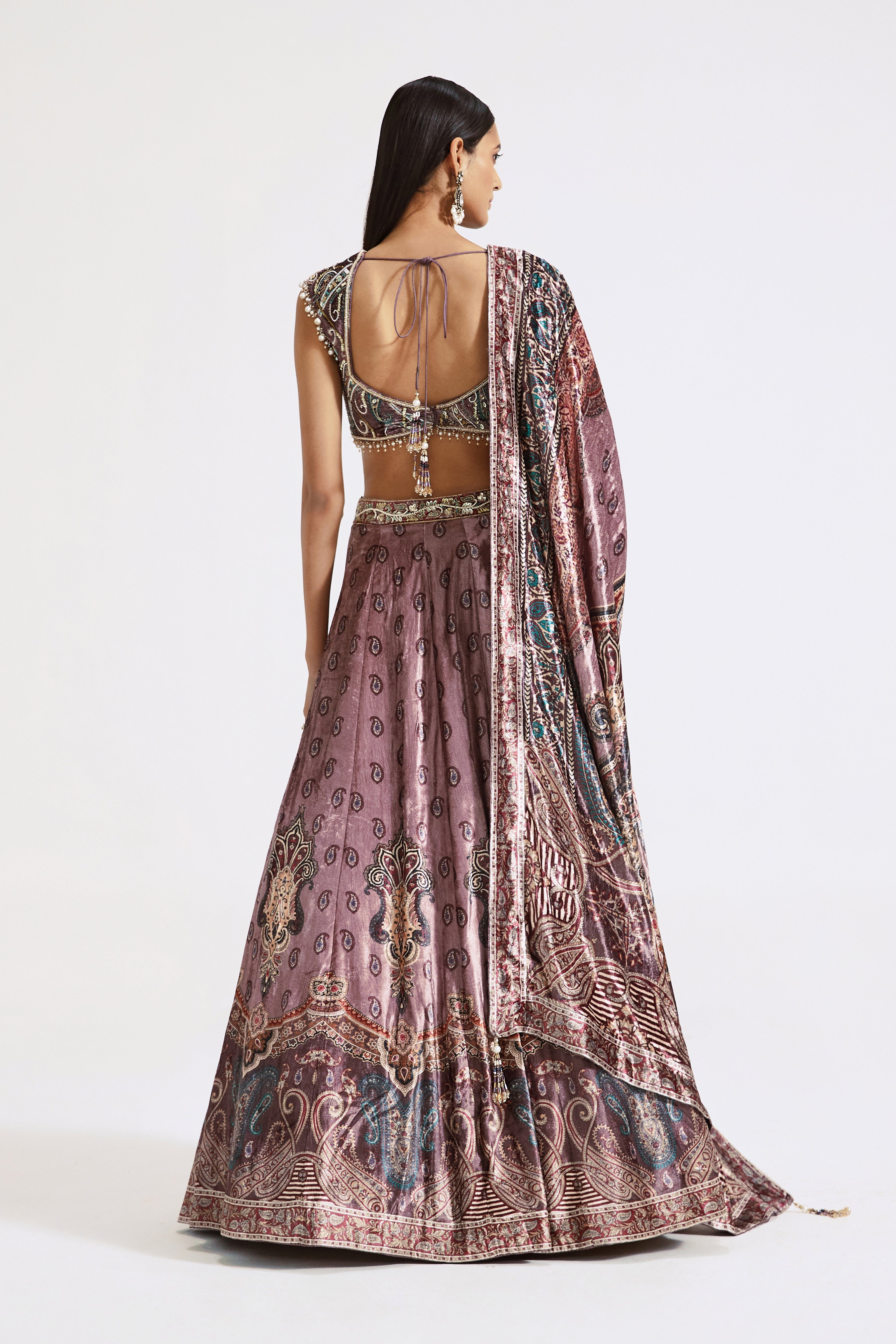 Pink Velvet Lehenga Set