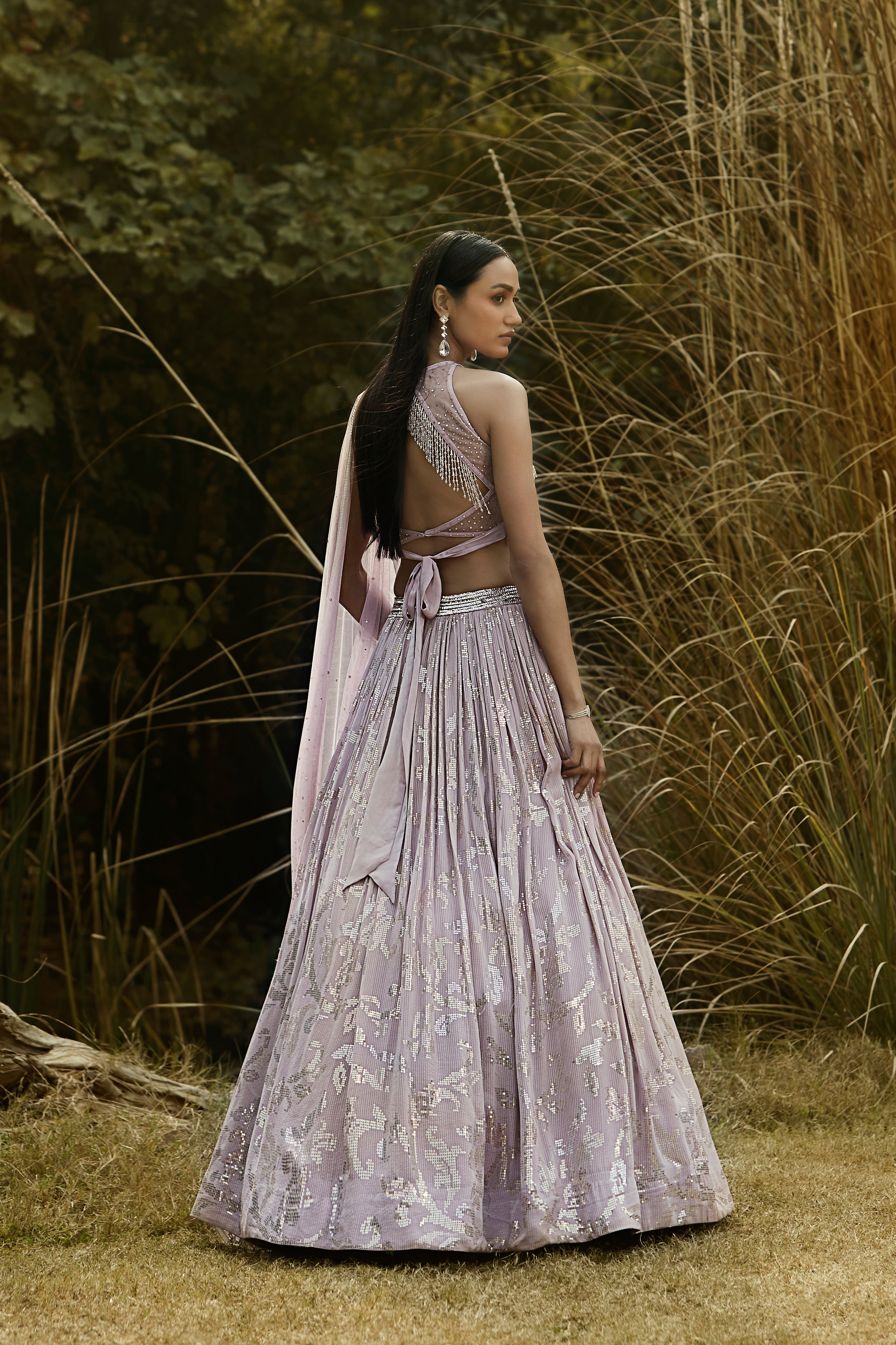 Lilac Embroidered Lehenga Set
