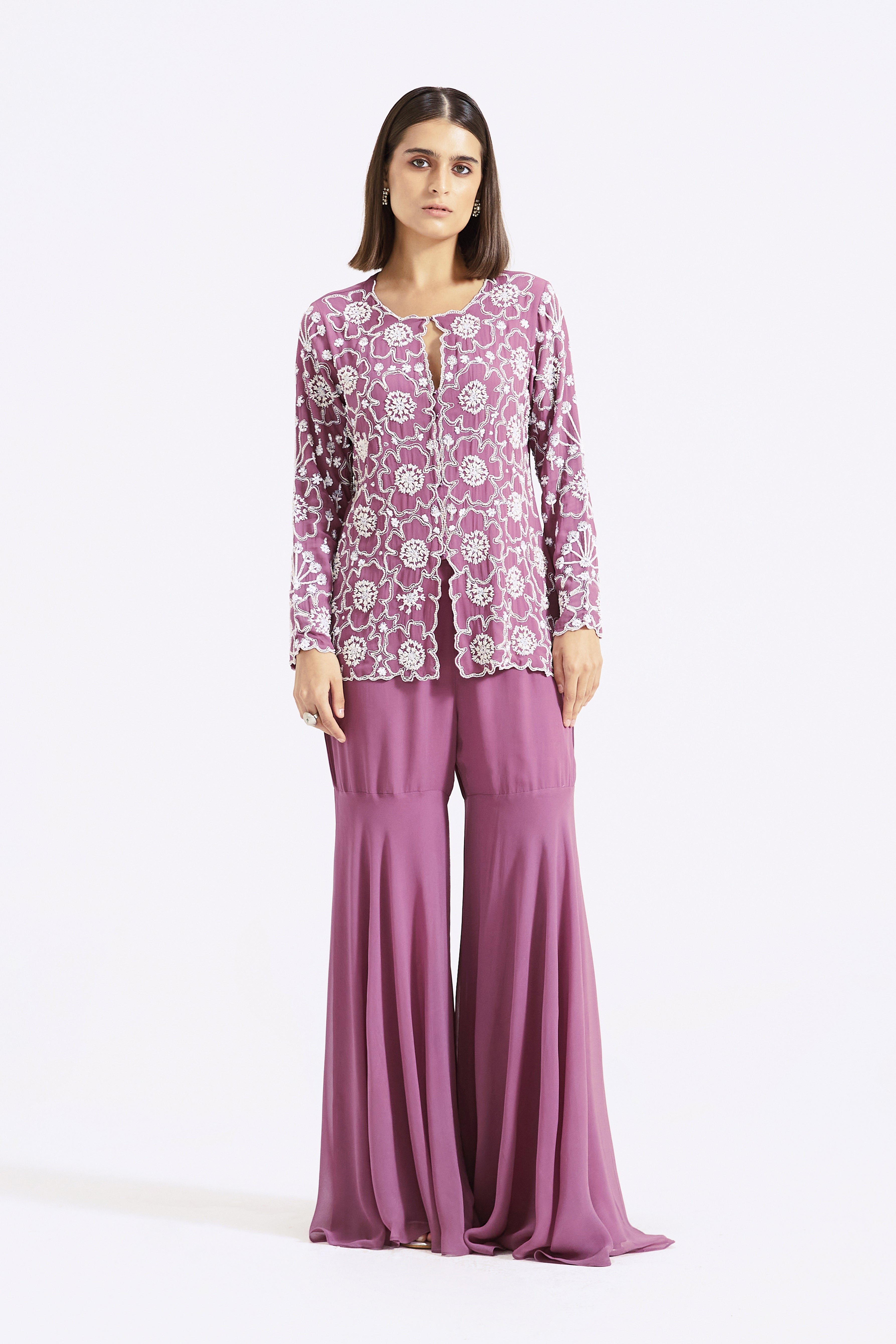 Purple Embroidered Co-Ords