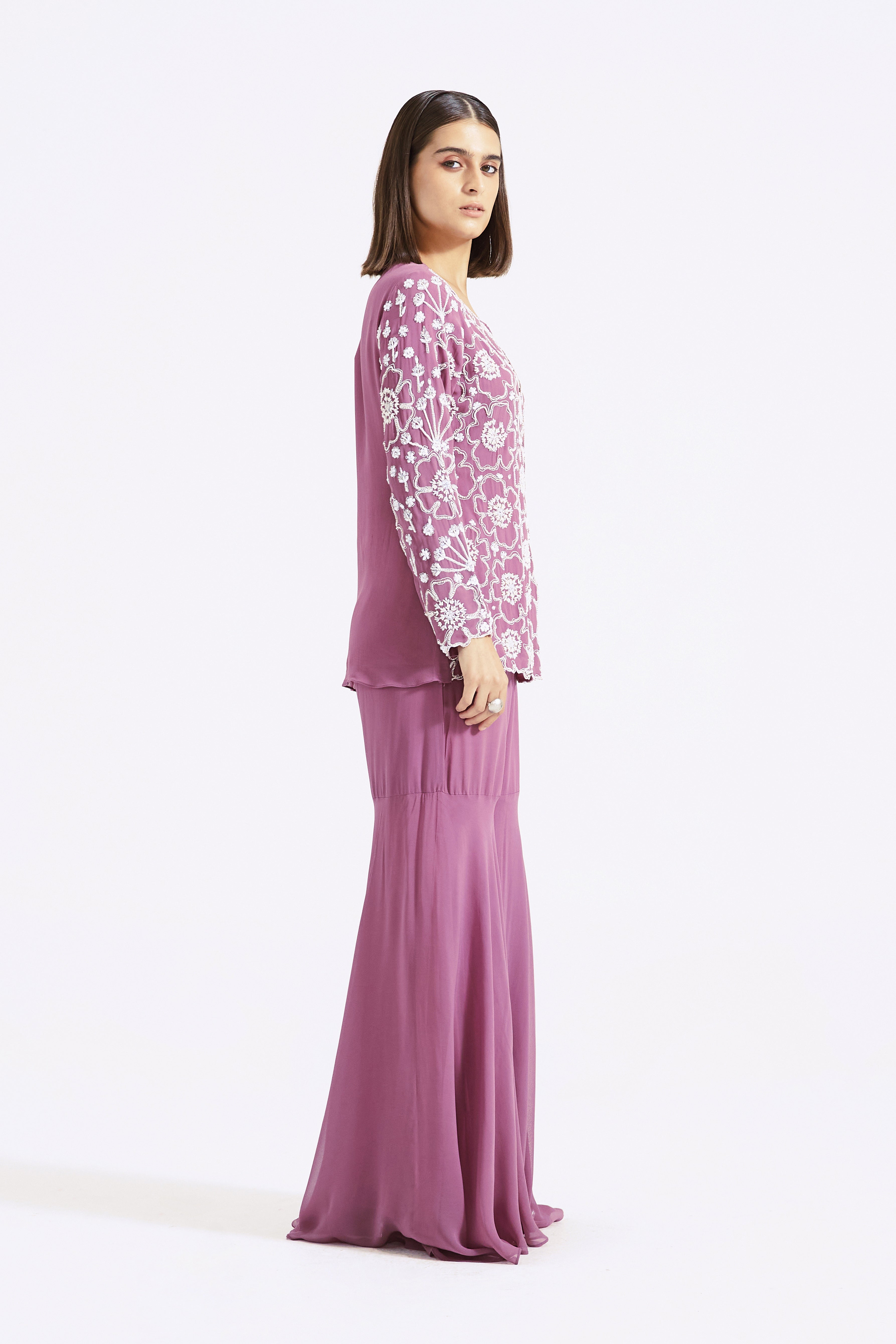 Purple Embroidered Co-Ords