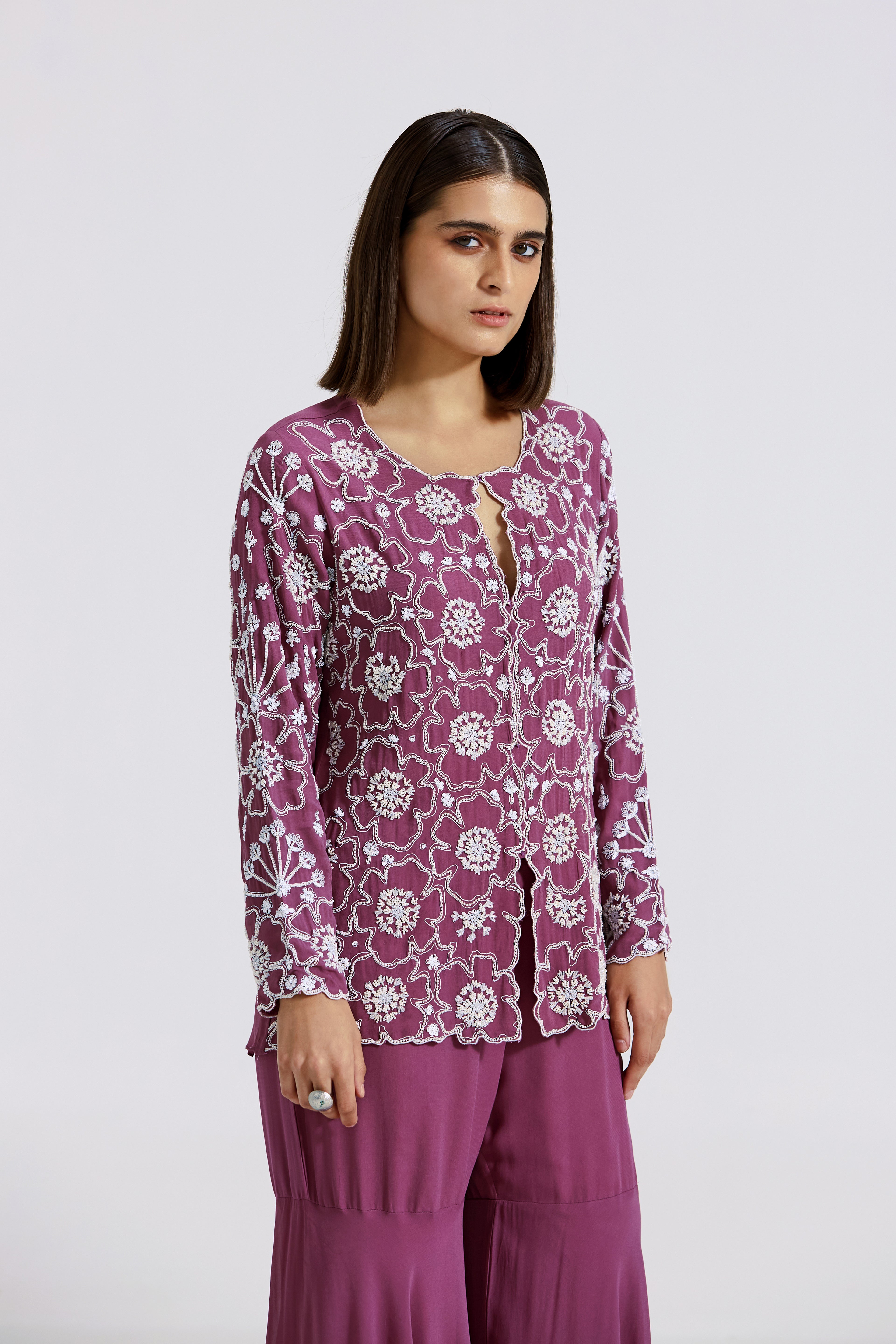Purple Embroidered Co-Ords
