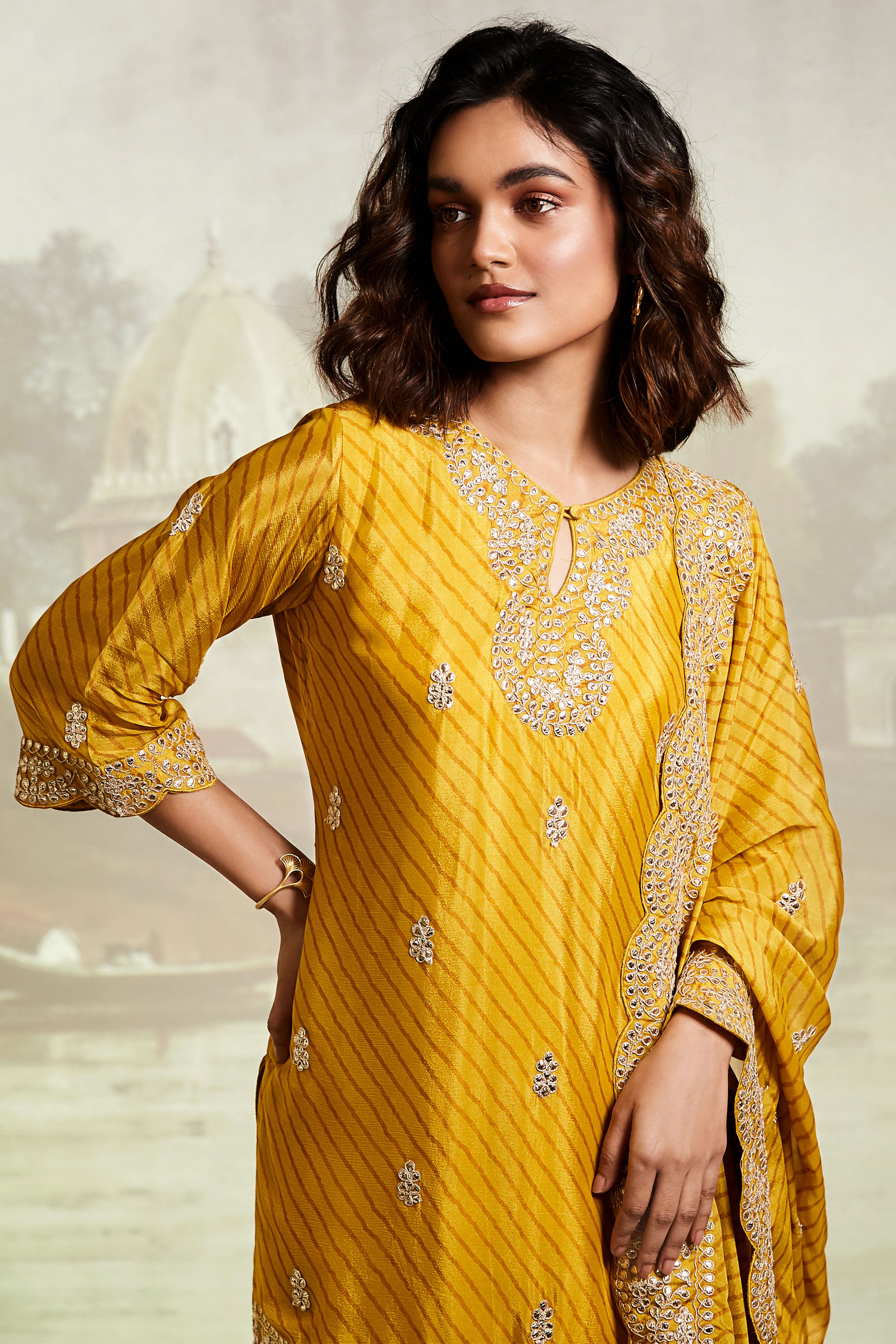 Yellow Embroidered Kurta Set
