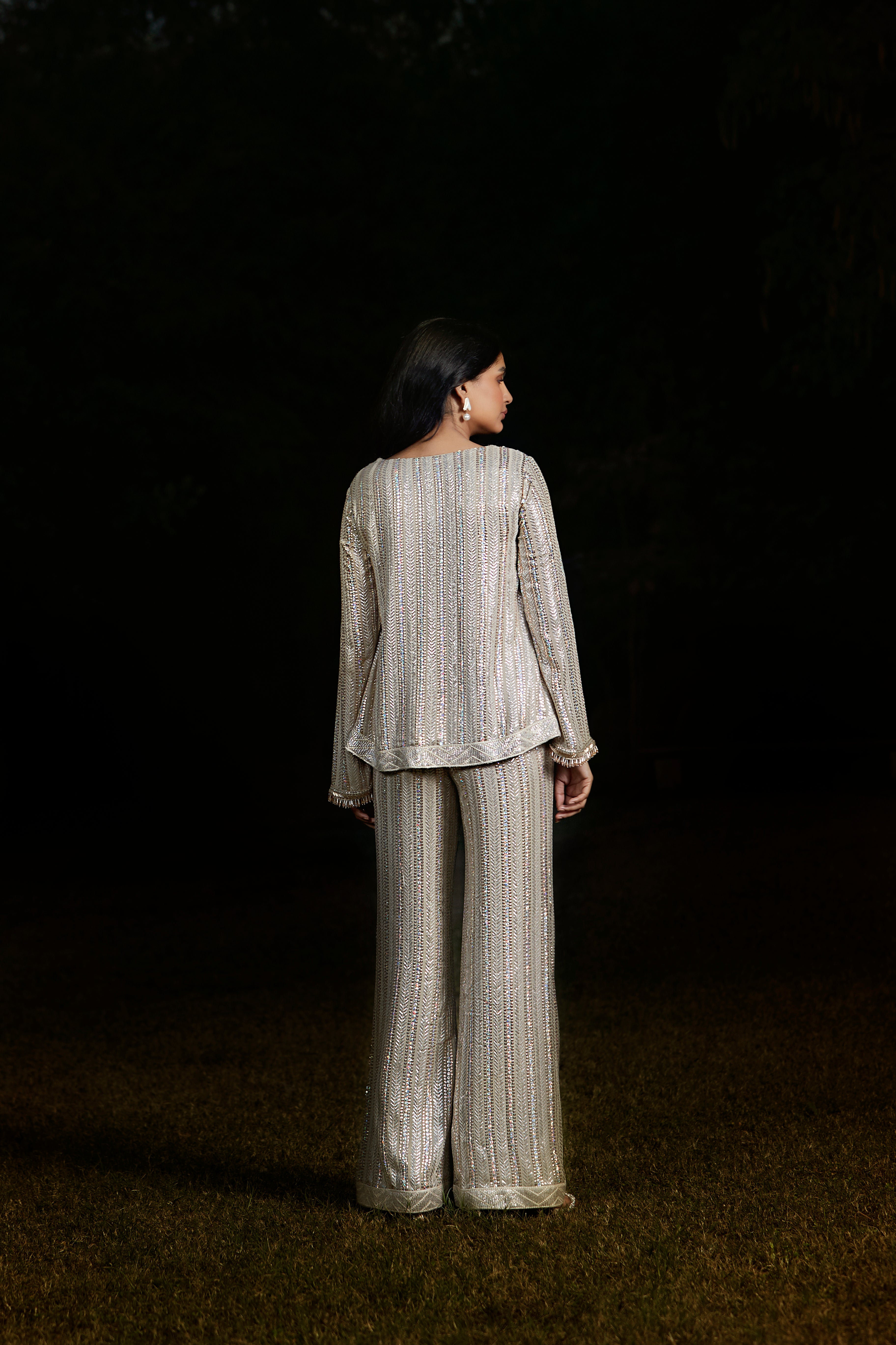 Beige Sequins Co-ord Set