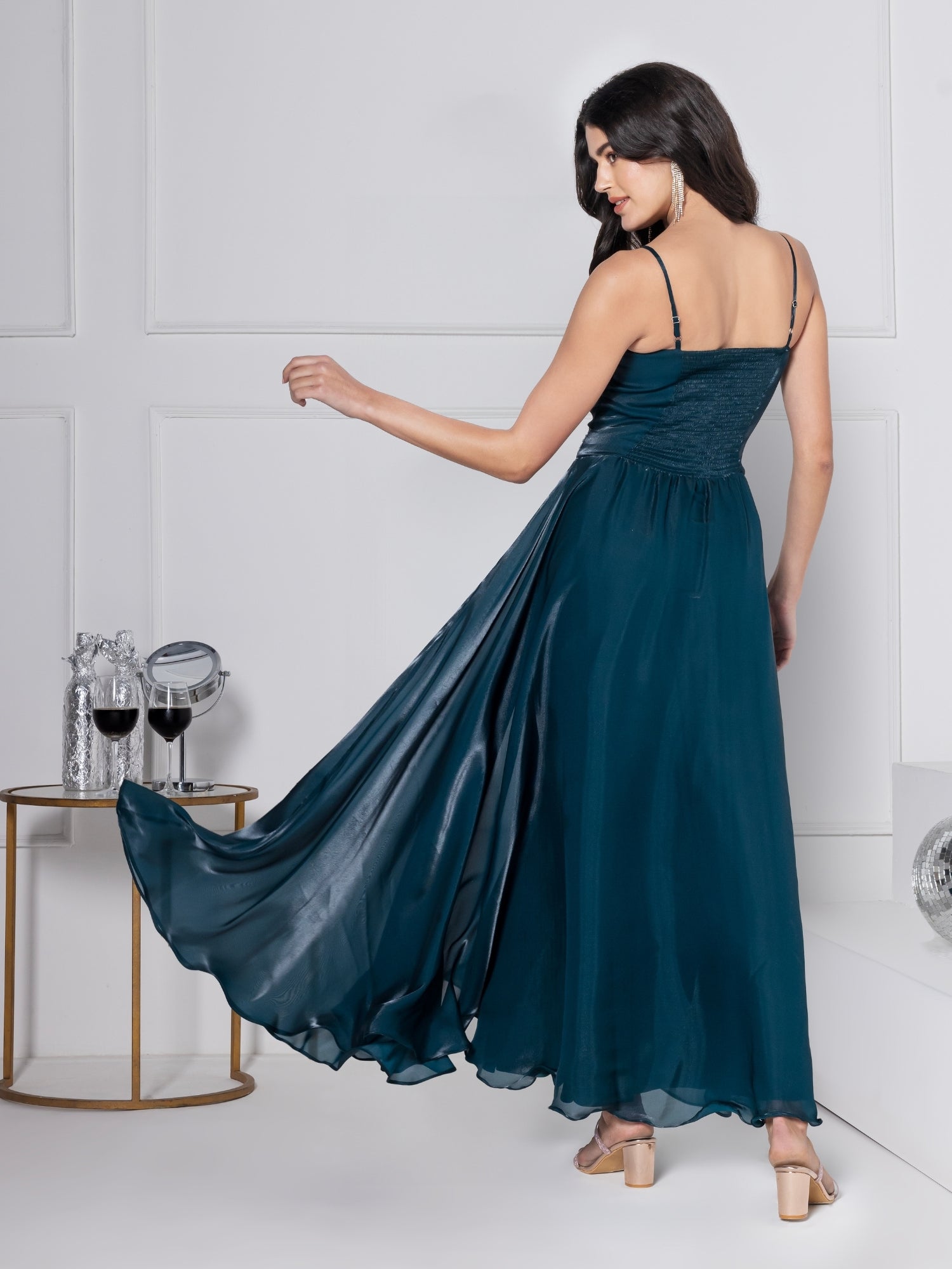 Dark Emerald Glam Maxi Dress