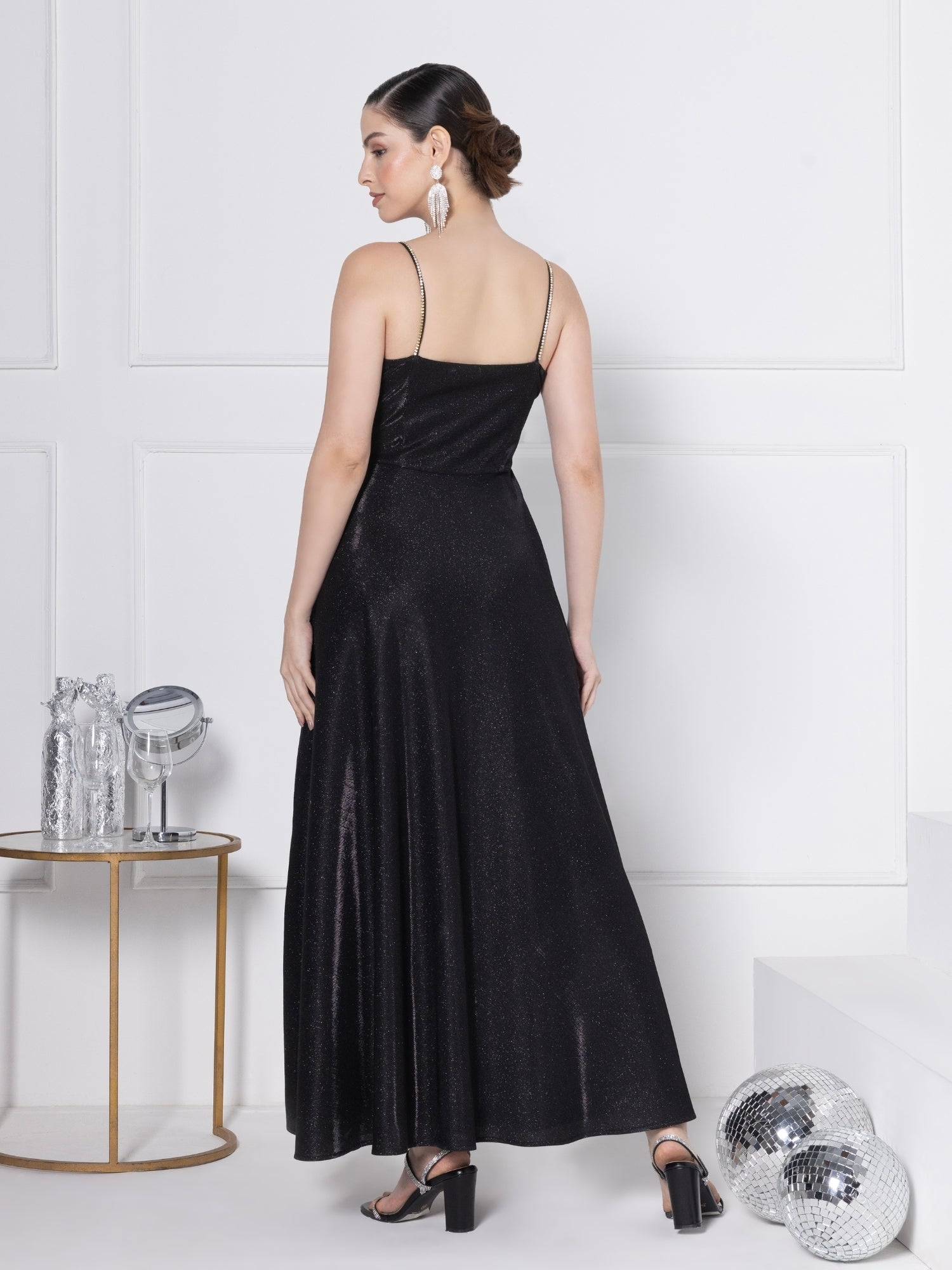 Noir Glitz Elegance Maxi Dress