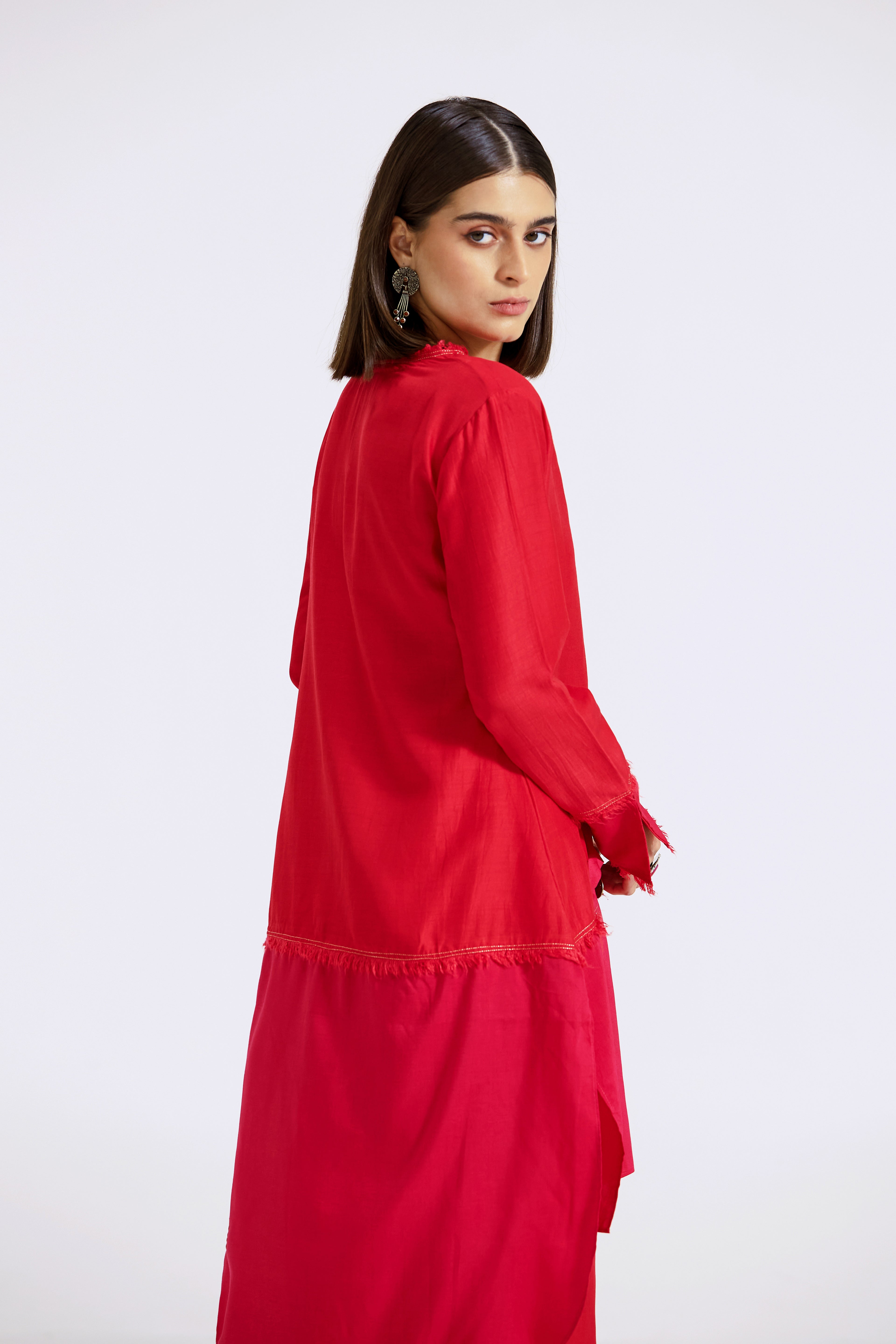 Red Color Block Co-ord Set