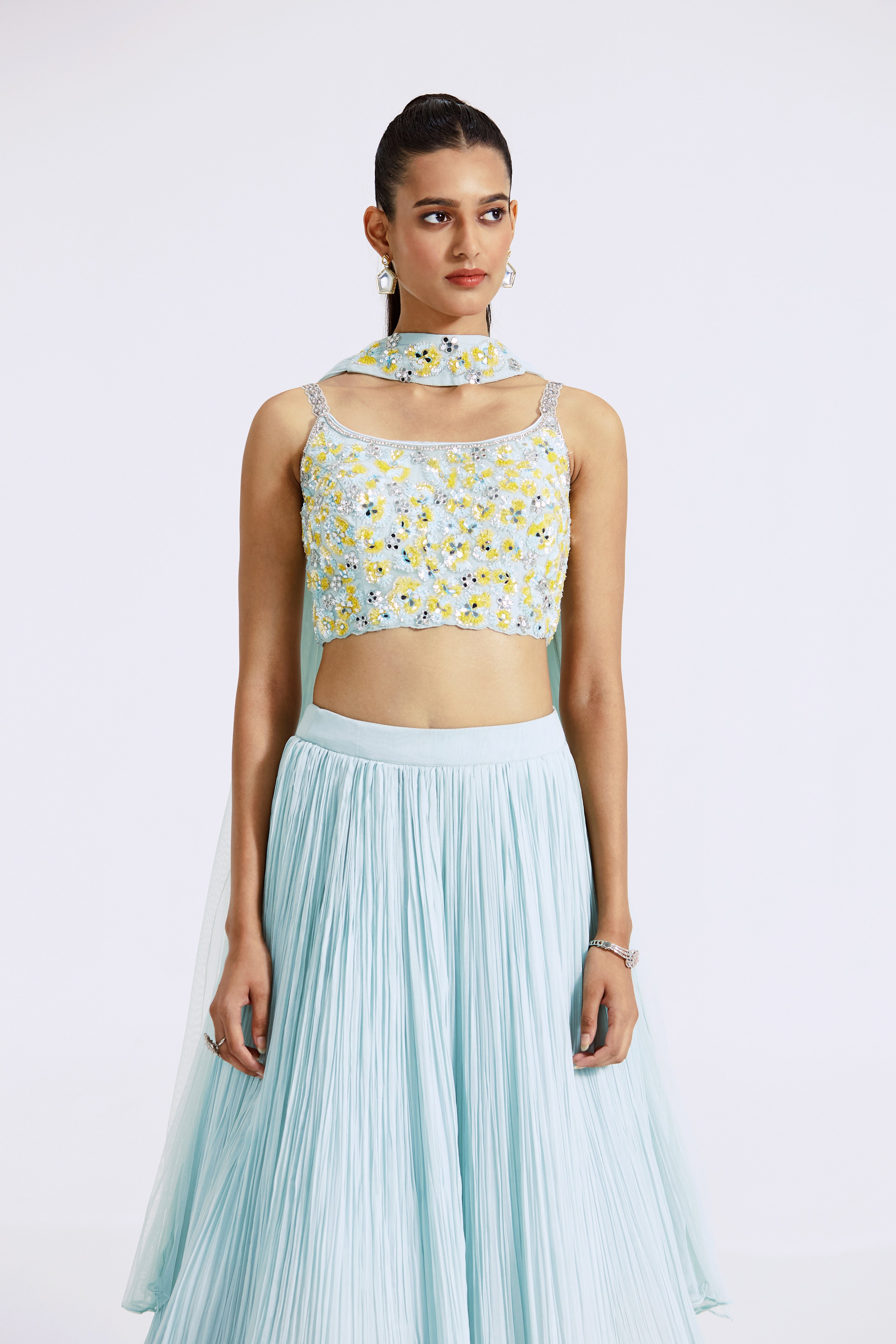 Power Blue Embellished Lehenga