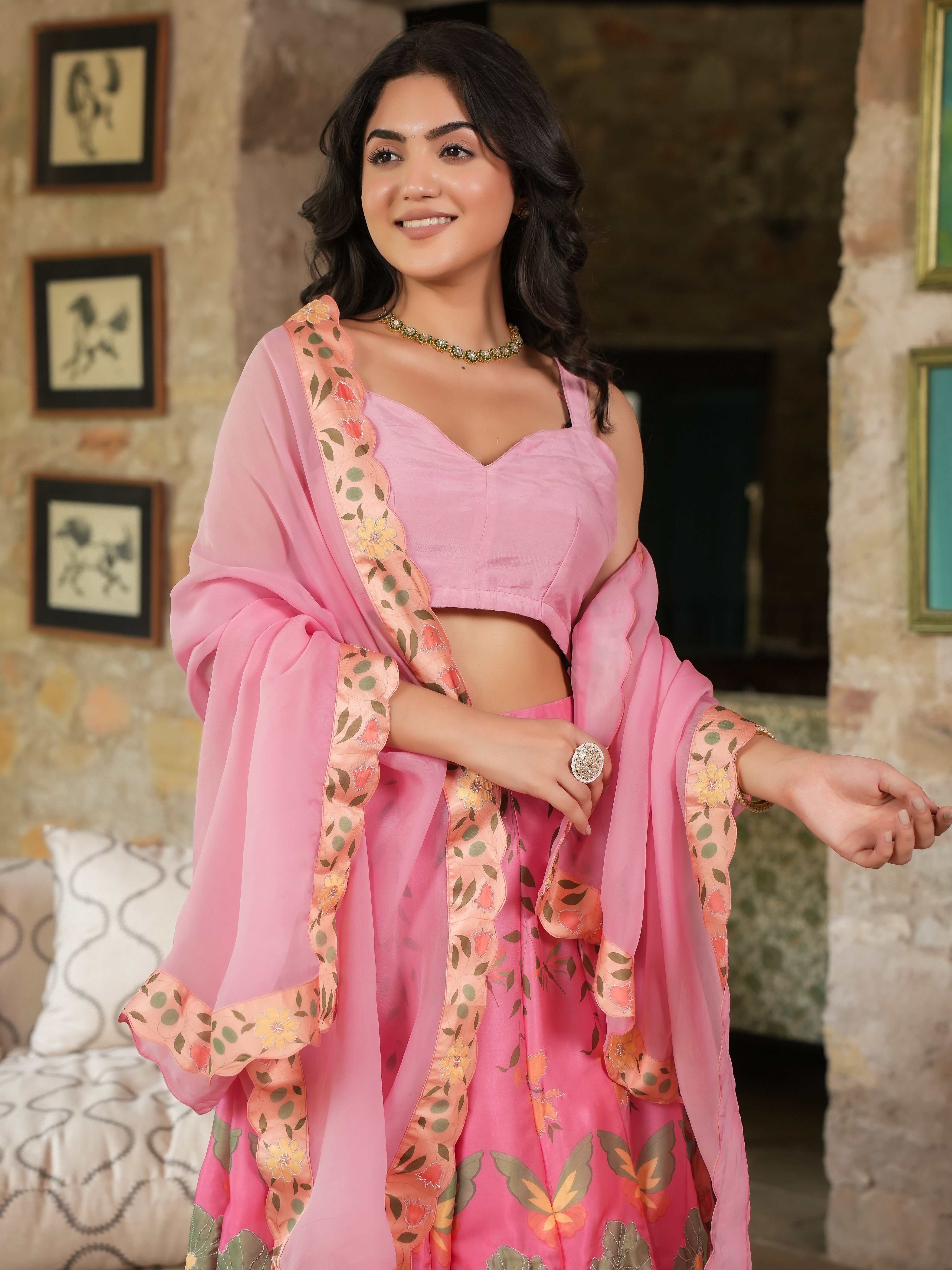 DIGITALLY PRINTED COTTON LEHENGA WITH BLOUSE AND DUPATTA